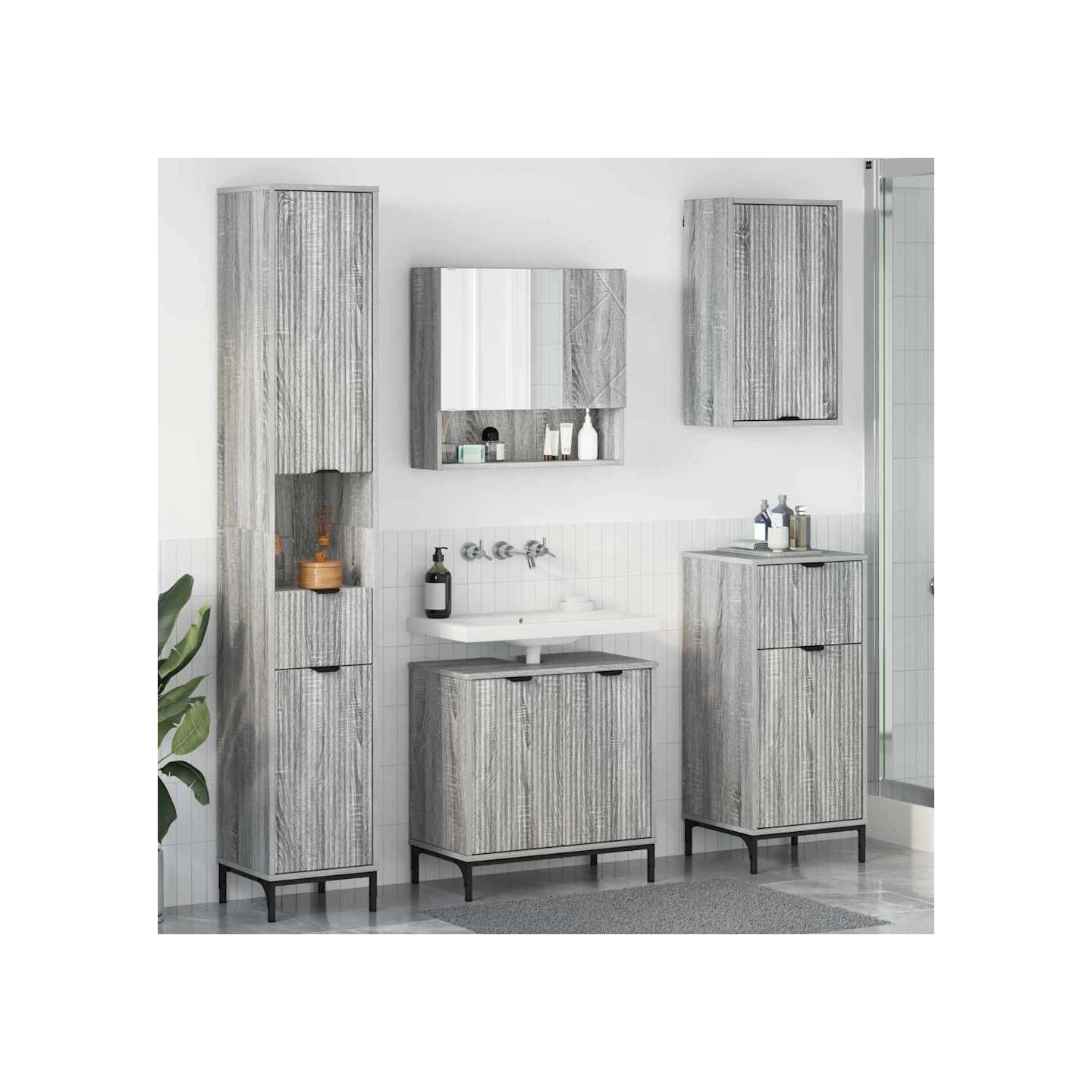 Ensemble de mobilier de salle de bain 4 pc Sonoma gris