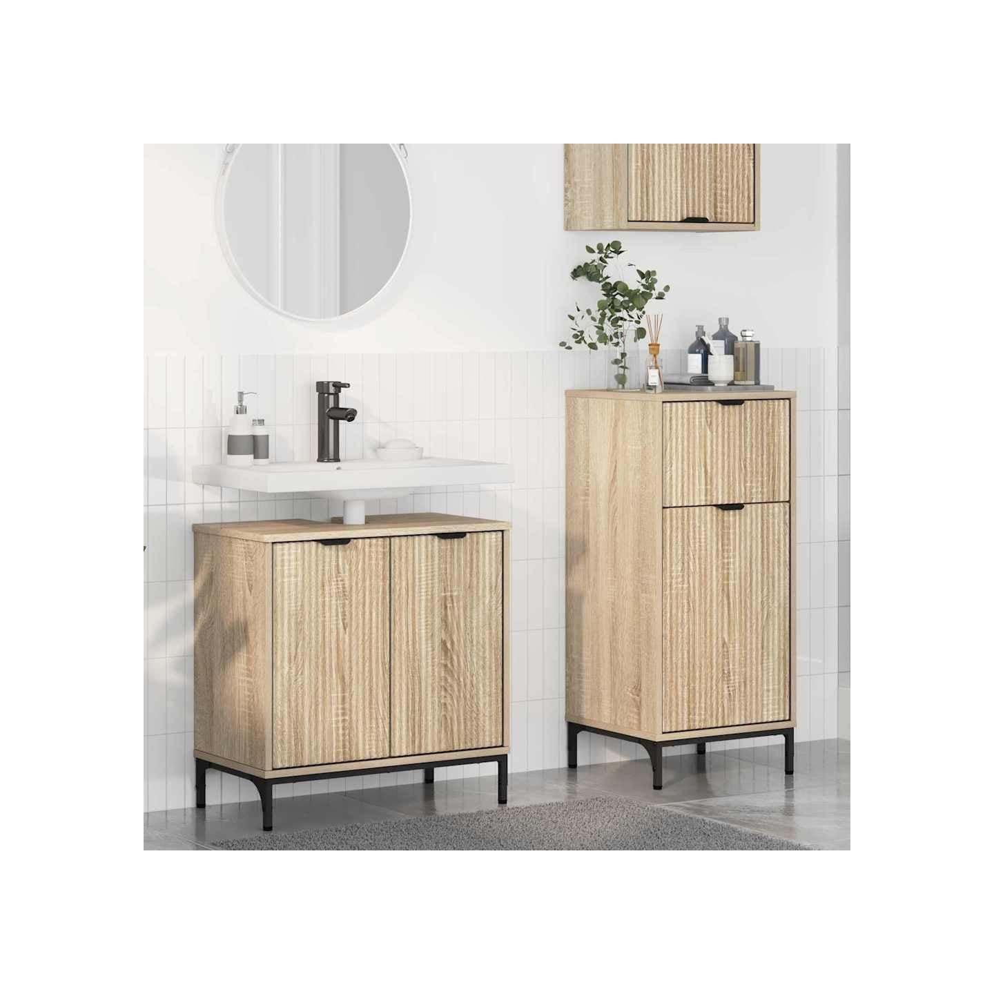 Ensemble de mobilier de salle de bain 2 pc Chêne Sonoma