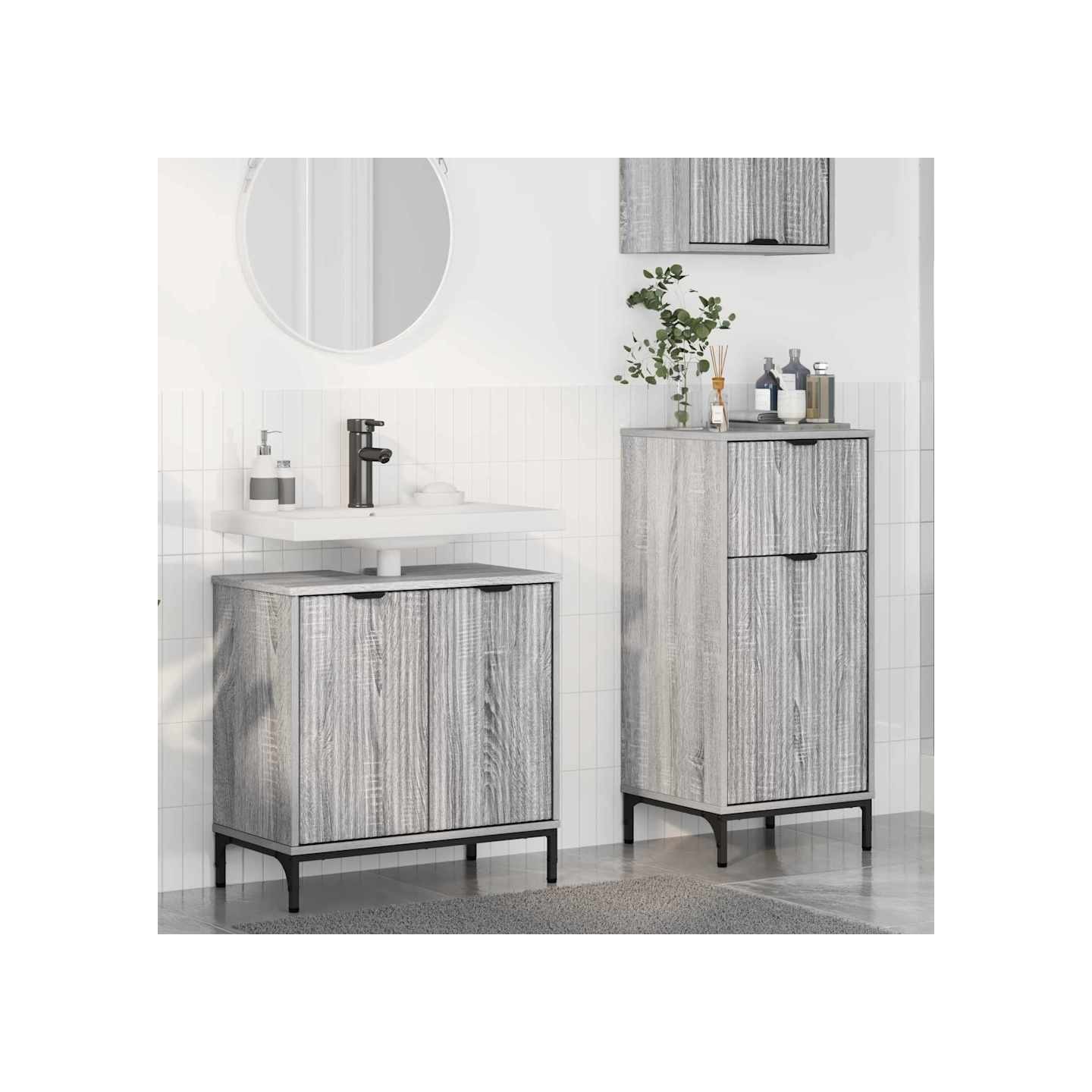 Ensemble de mobilier de salle de bain 2 pièces Gris Sonoma