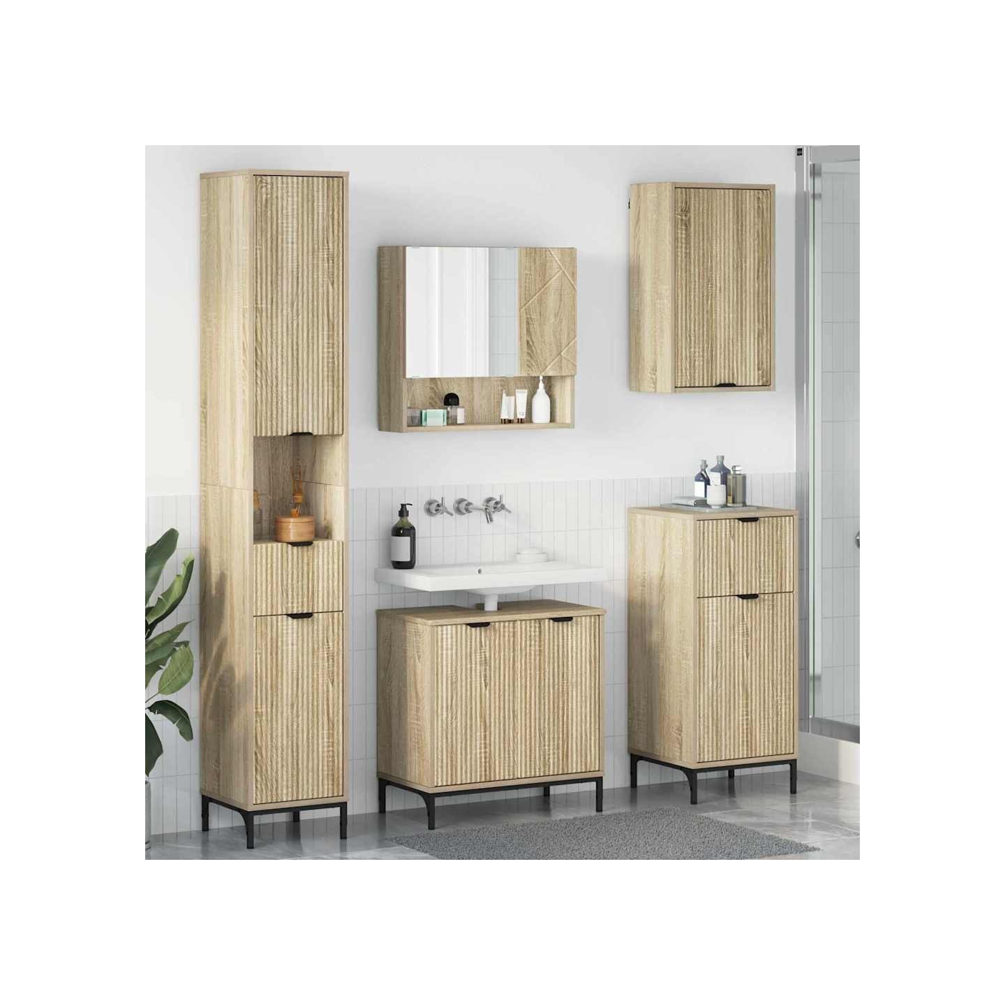 Ensemble de mobilier de salle de bain avec tiroir Chêne Sonoma