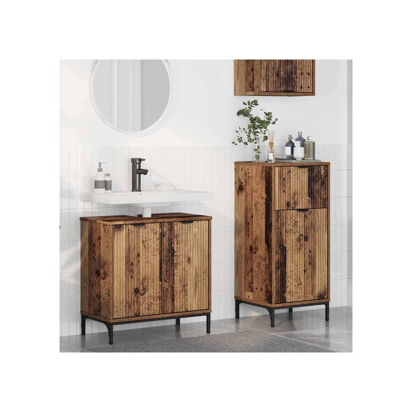 Ensemble de mobilier de salle de bain 2 pièces Bois Ancien