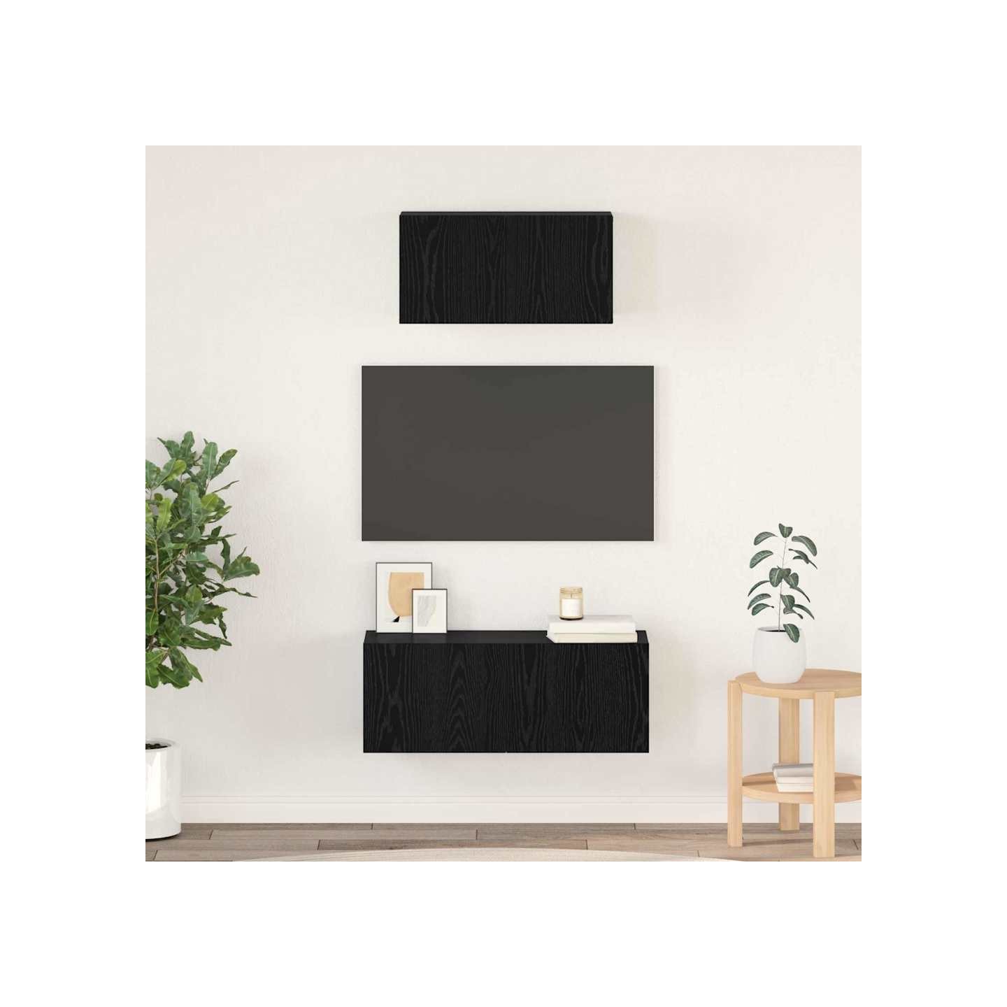 Ensemble meuble TV 2 pc Chêne noir Bois d'ingénierie