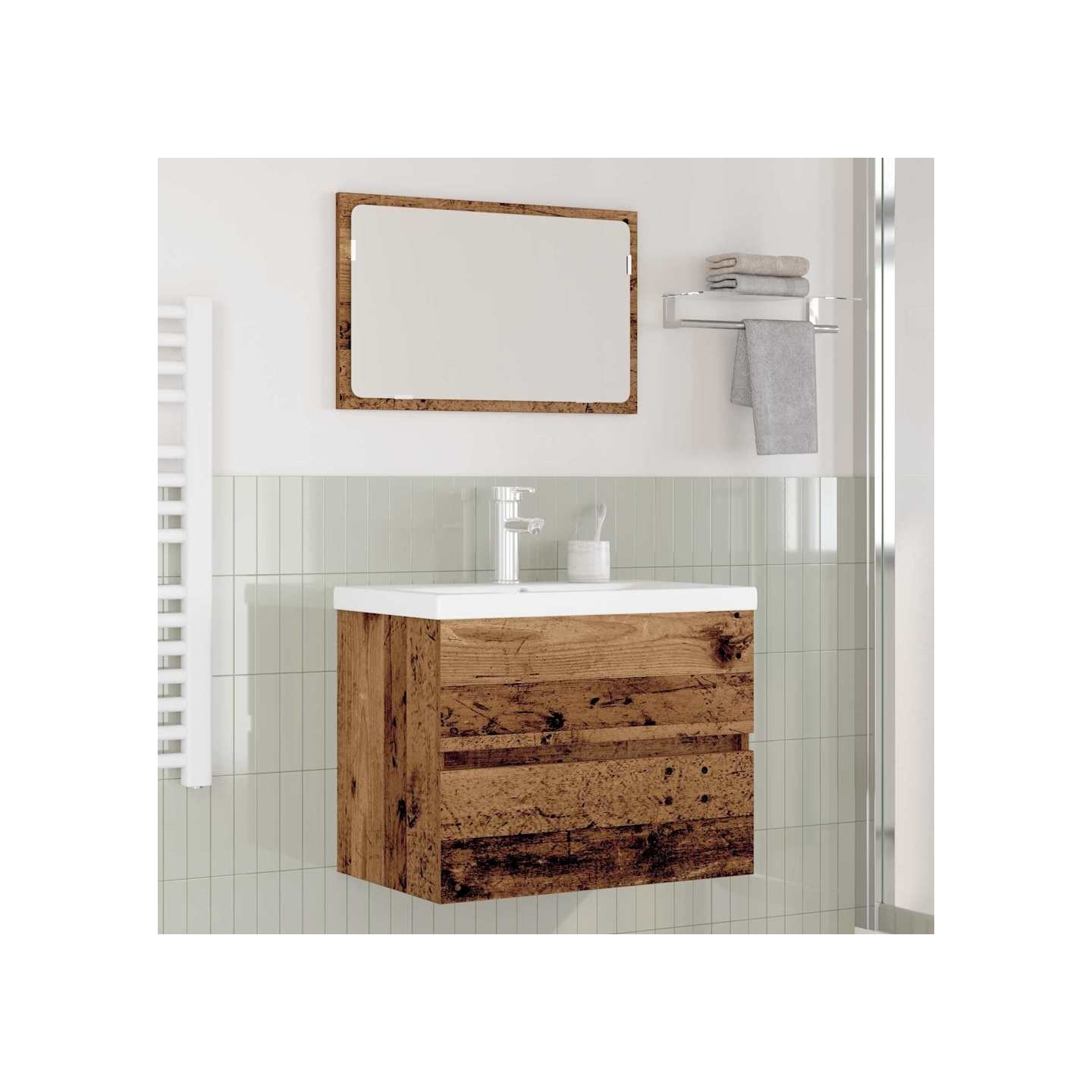 Ensemble de mobilier de salle de bain 3 pièces Bois Ancien