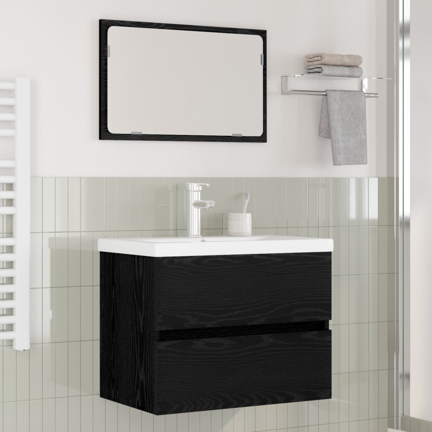 Ensemble de mobilier de salle de bain 3 pièces Chêne noir