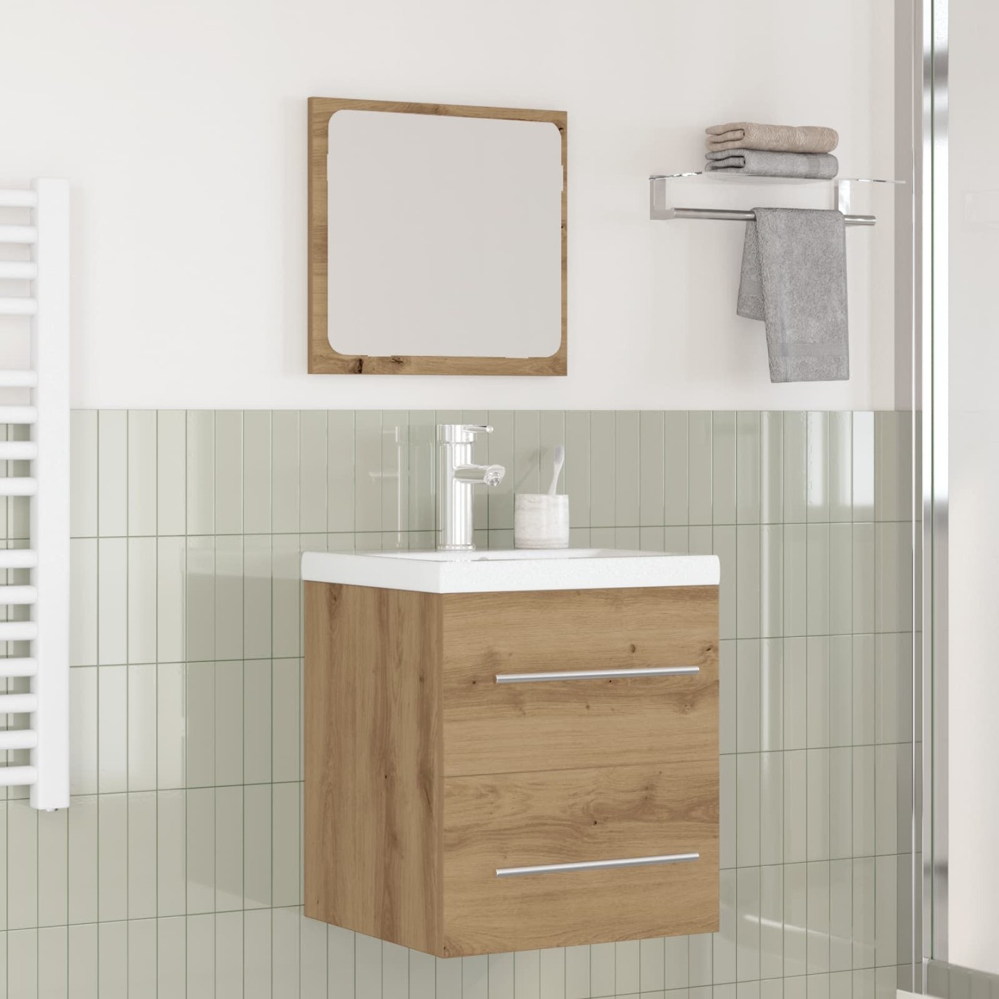 Ensemble de mobilier de salle de bain 2 pièces Chêne artisanal