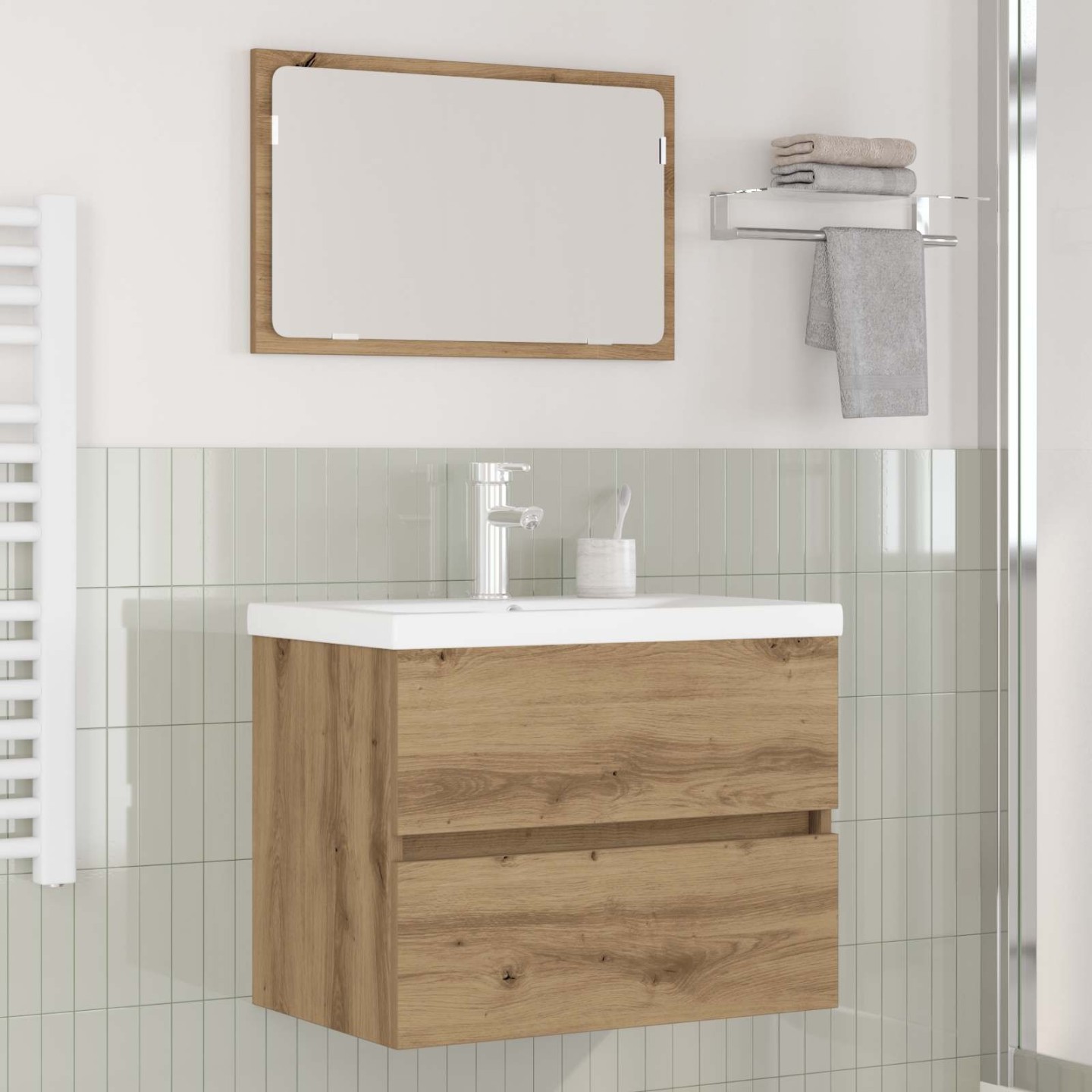 Ensemble de mobilier de salle de bain 3 pièces Chêne artisanal