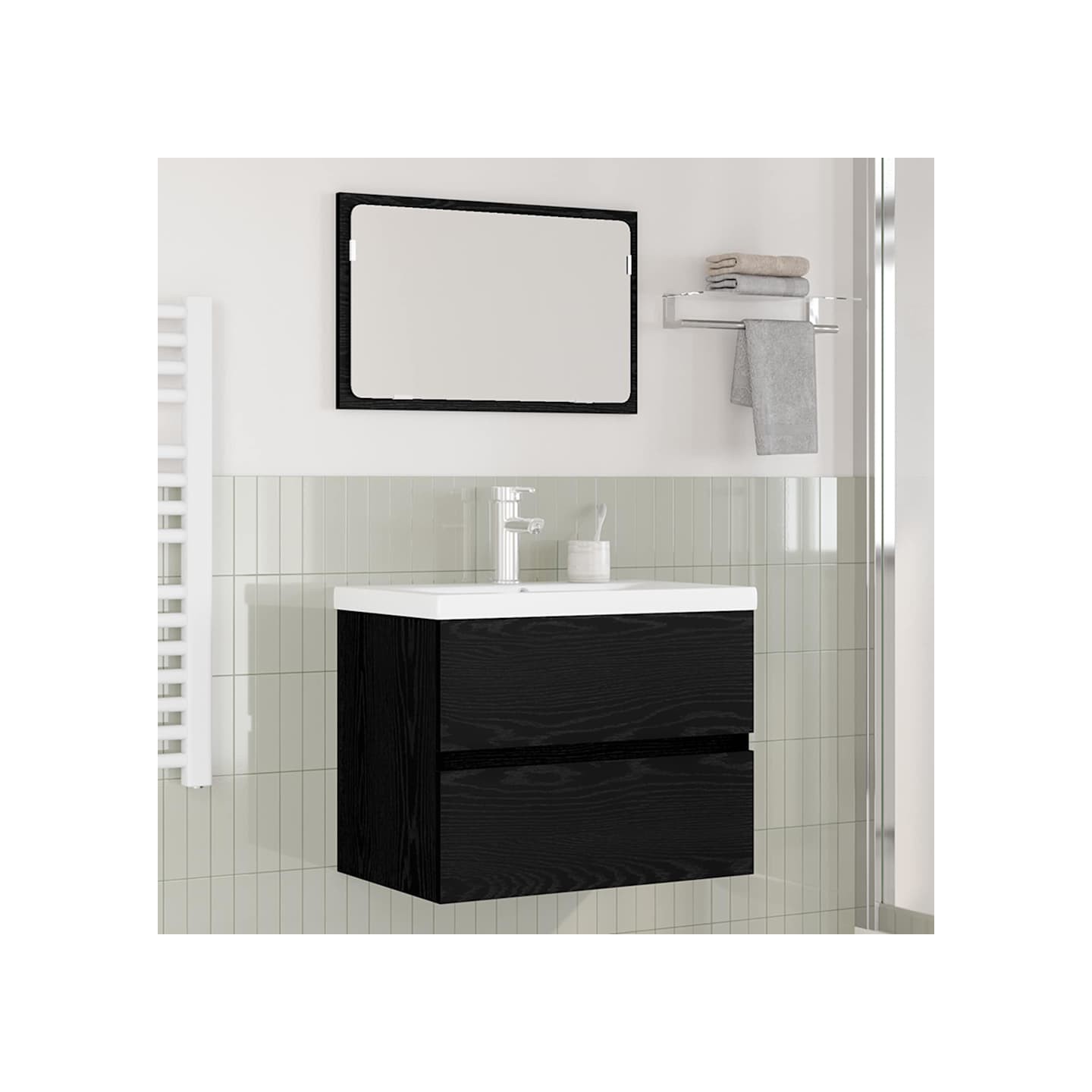 Ensemble de mobilier de salle de bain 3 pc Chêne noir