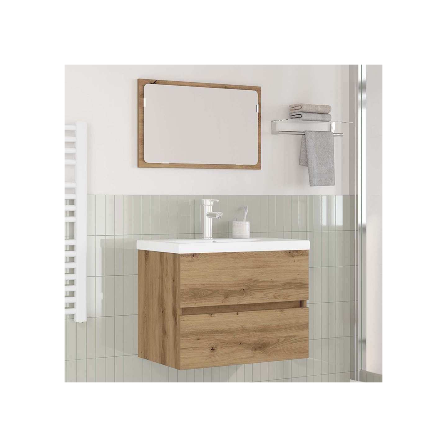 Ensemble de mobilier de salle de bain 3 pc Chêne artisanal