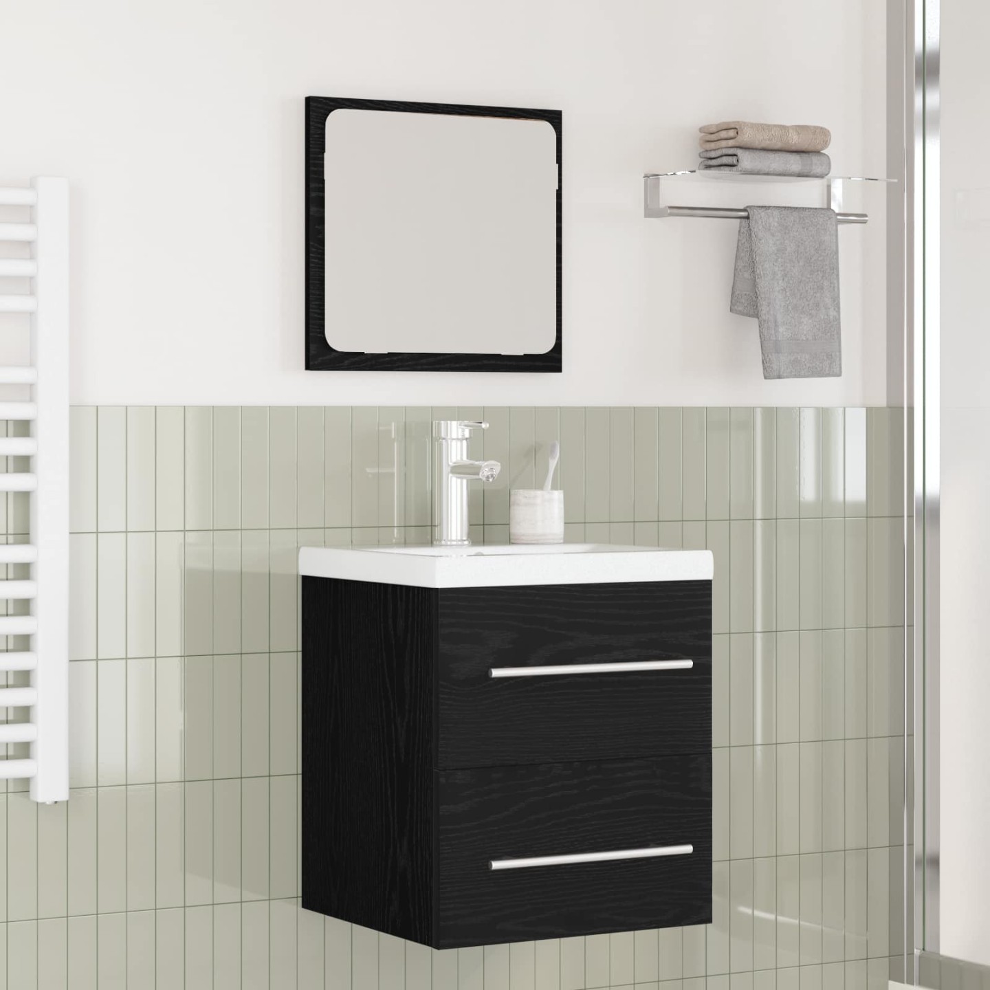 Ensemble de mobilier de salle de bain 2 pièces Chêne noir