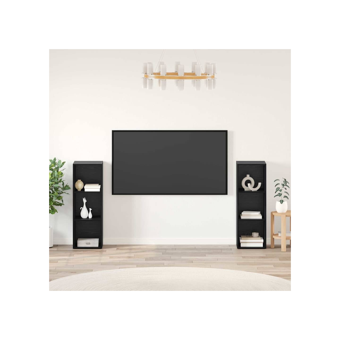 Ensemble meuble TV 2 pc Chêne noir Bois d'ingénierie