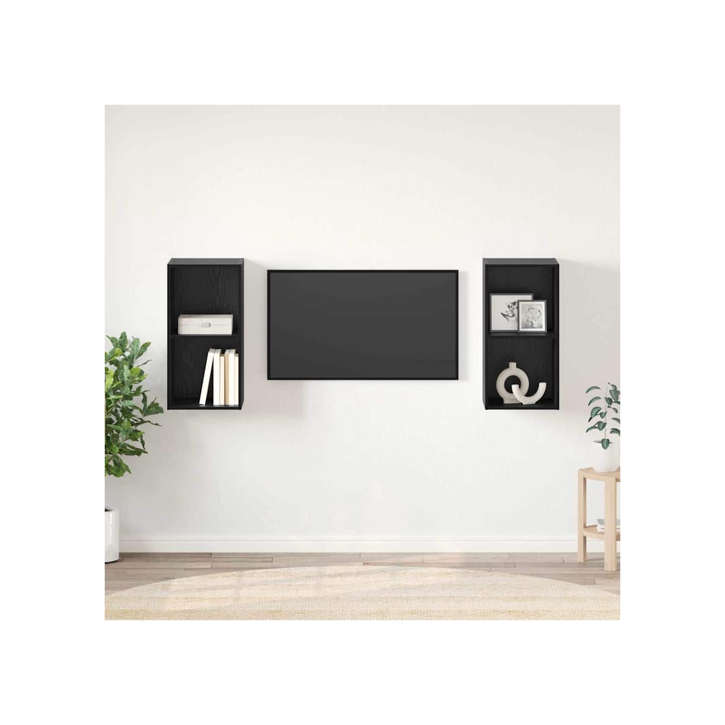 Ensemble meuble TV 2 pc Chêne noir Bois d'ingénierie