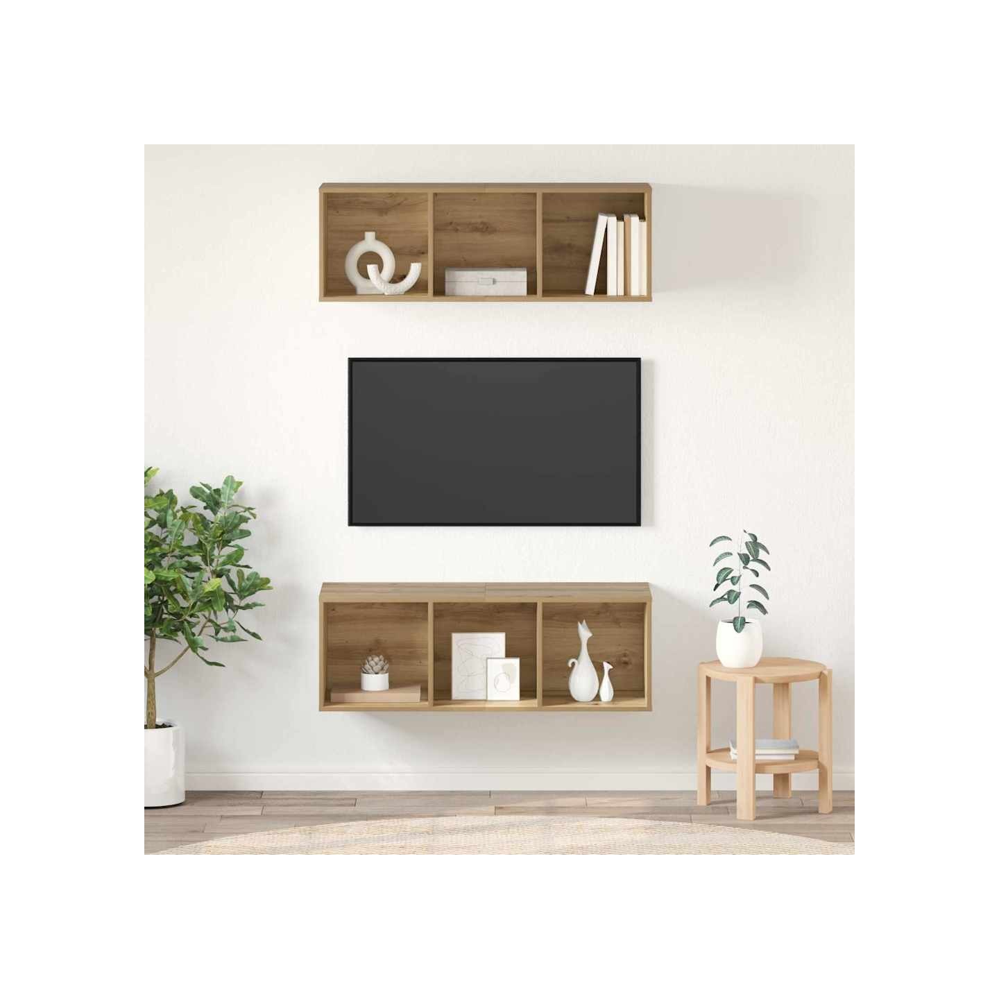 Ensemble meuble TV 2 pc Chêne artisanal Bois d'ingénierie