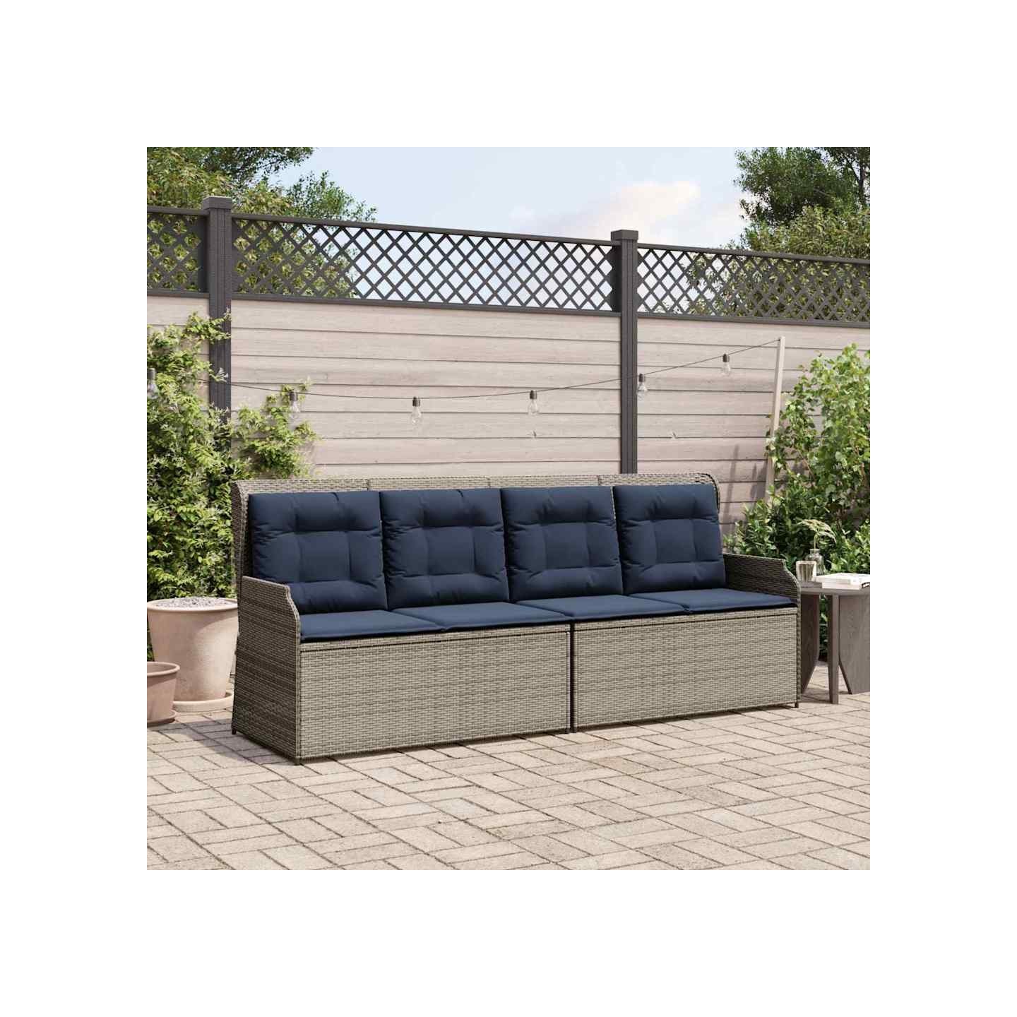 Banc de jardin 2 place Gris et bleu marine polyrotin