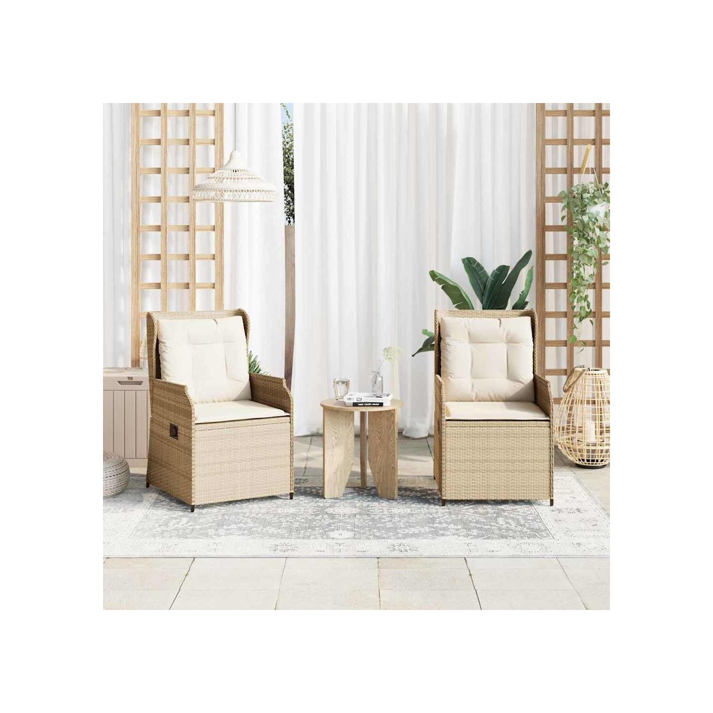 Banc de jardin 2 pc Beige polyrotin
