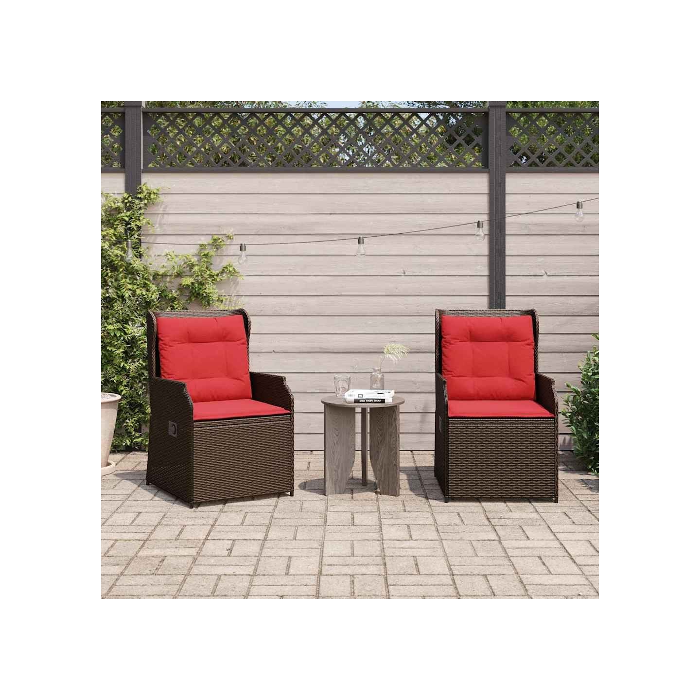 Banc de jardin 2 pc Marron polyrotin