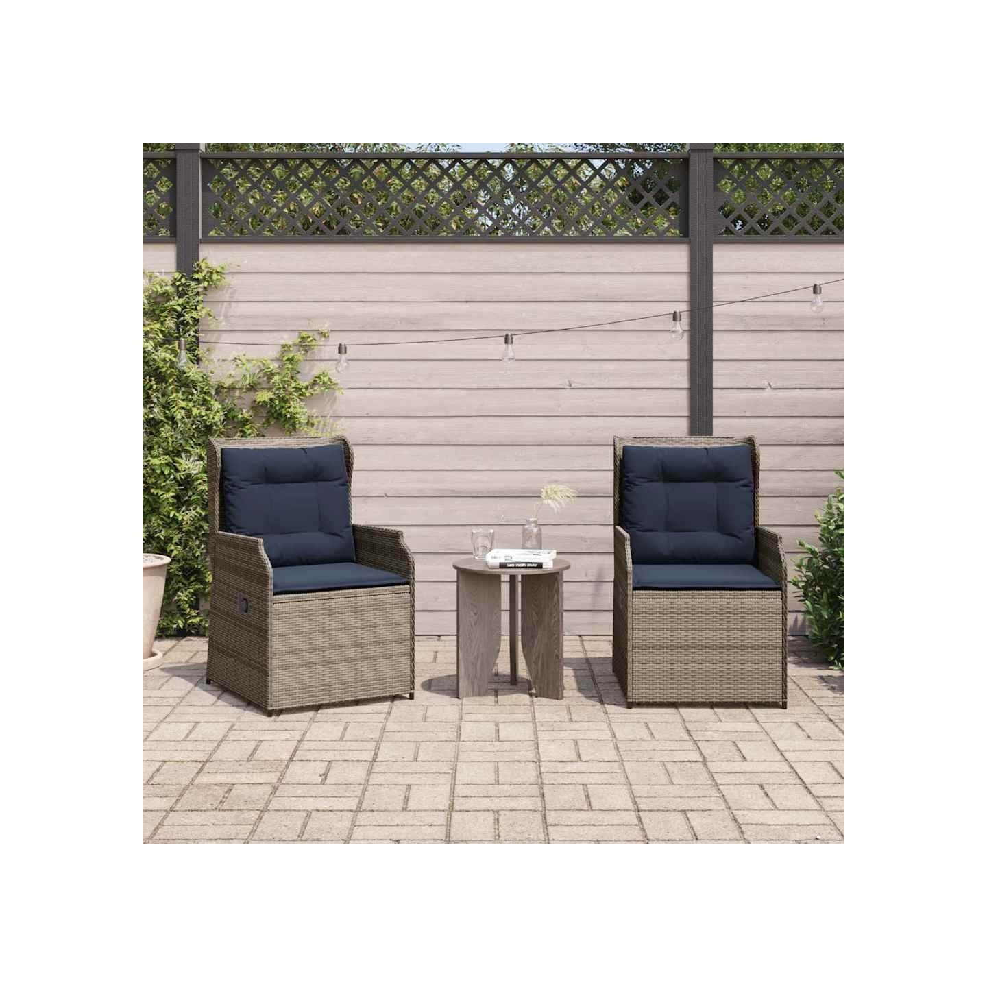 Banc de jardin 2 pc Gris polyrotin