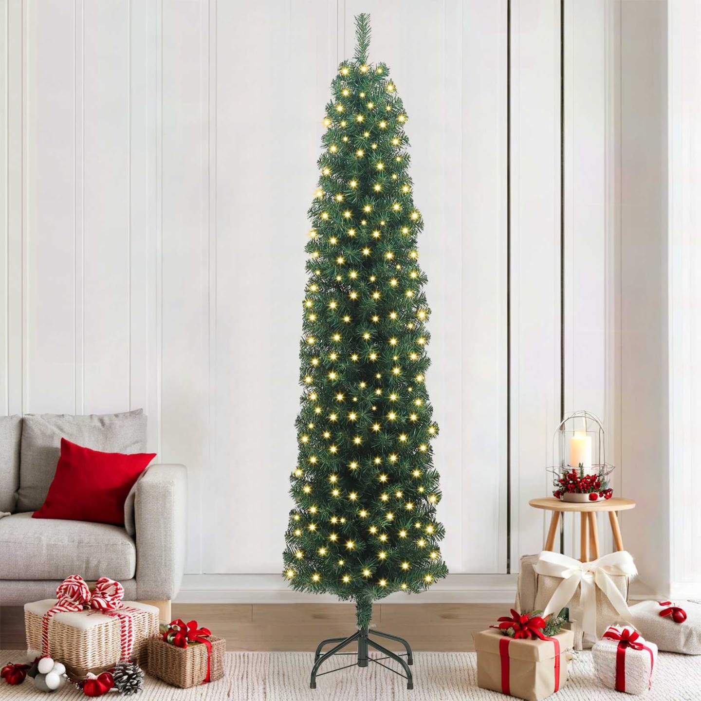Sapin de Noël artificiel Vert 210 cm PVC et acier et plastique