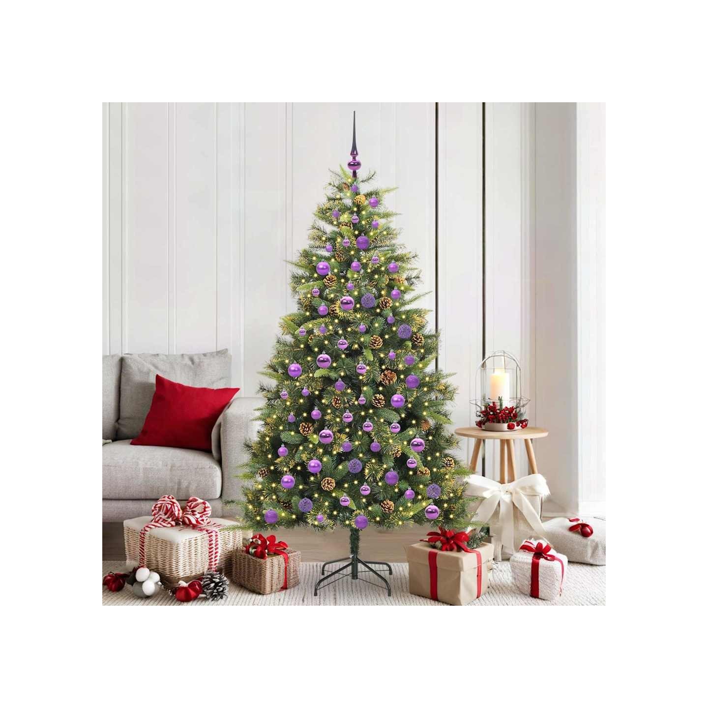 Sapin de Noël artificiel avec branches pliables et cônes Vert