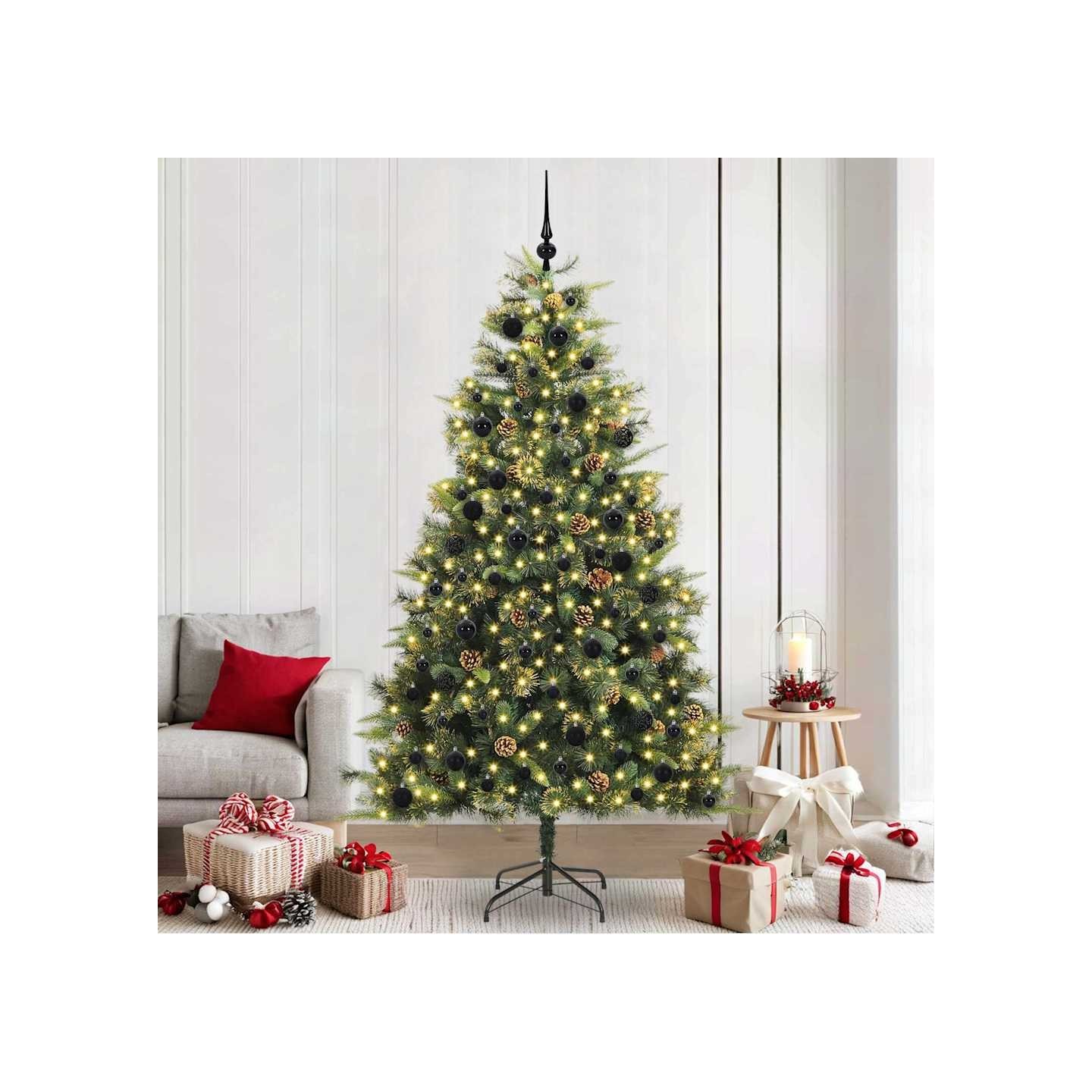 Sapin de Noël artificiel avec branches pliables et cônes 240 cm