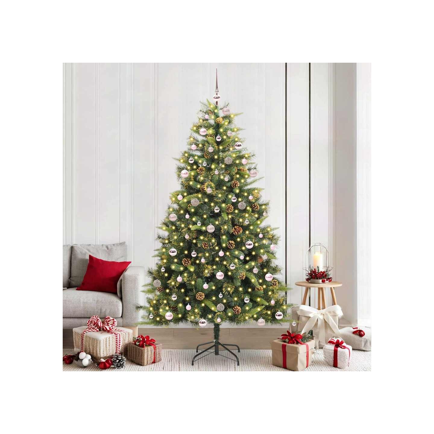 Sapin de Noël artificiel avec branches pliables et cônes Vert