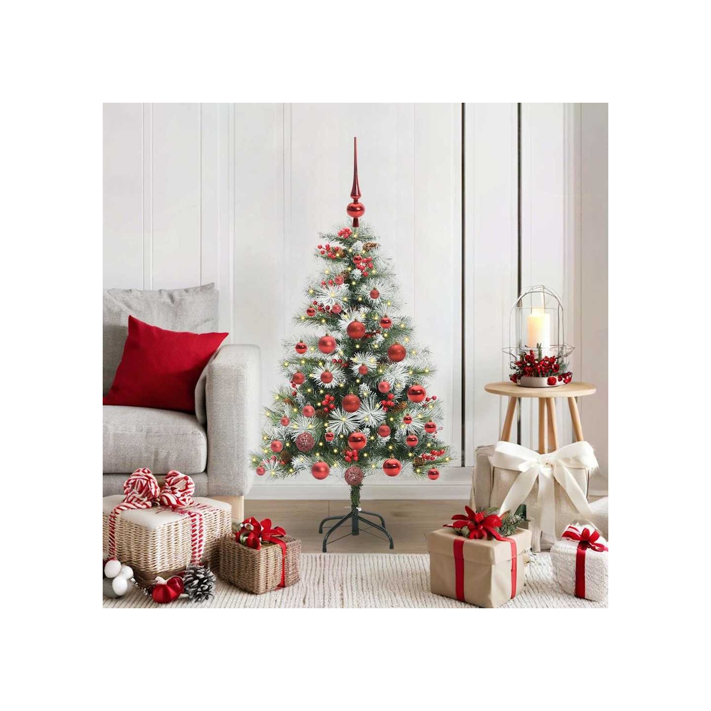 Sapin de Noël artificiel Vert et blanc 120 cm