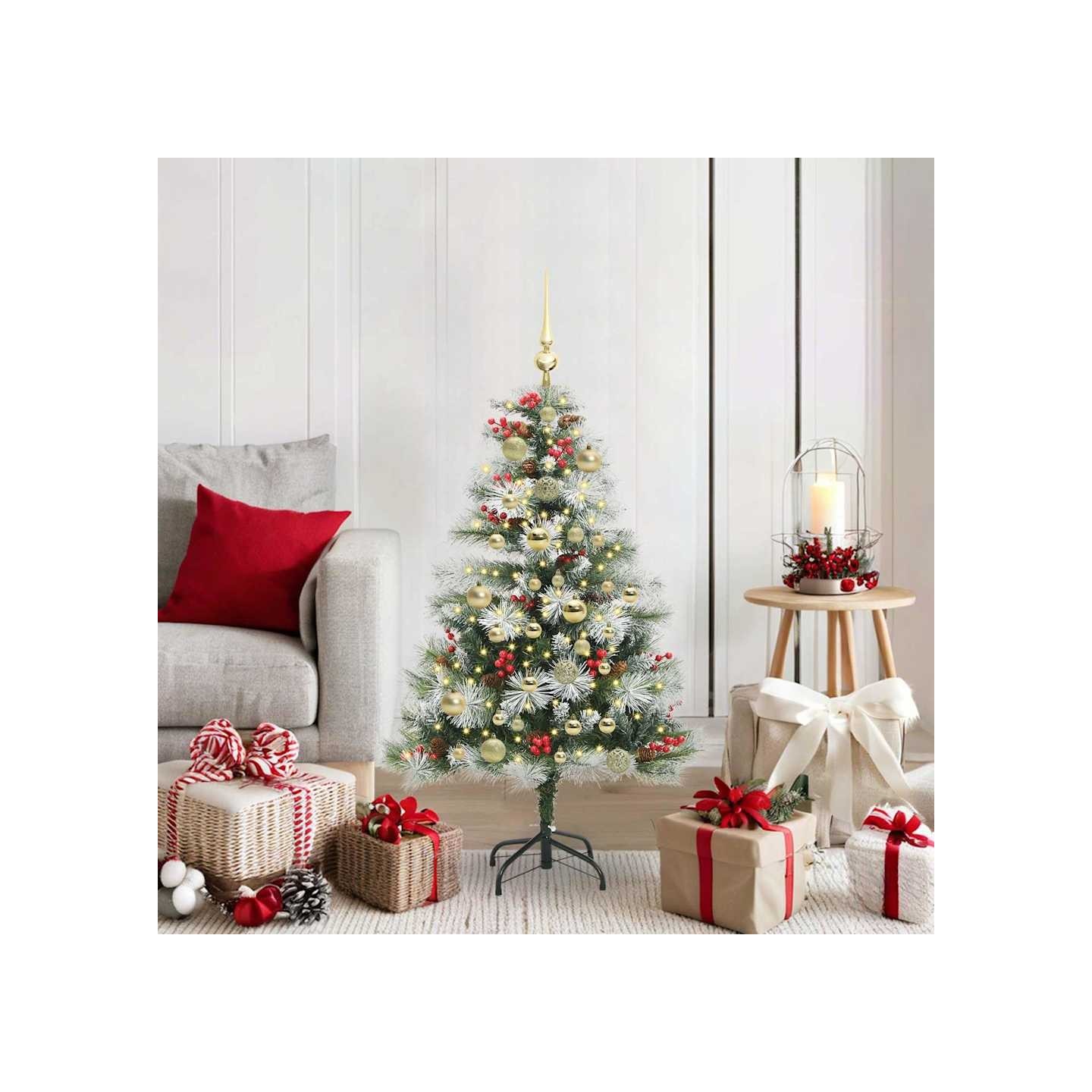 Sapin de Noël artificiel Vert et blanc 120 cm