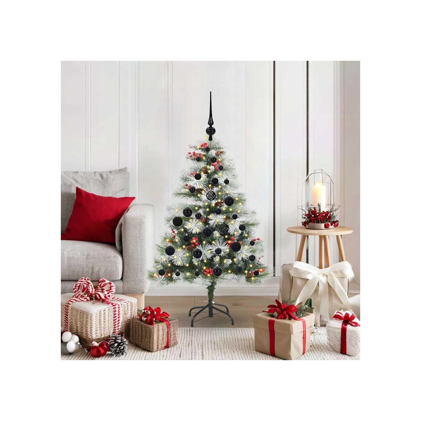 Sapin de Noël artificiel Vert et blanc 120 cm