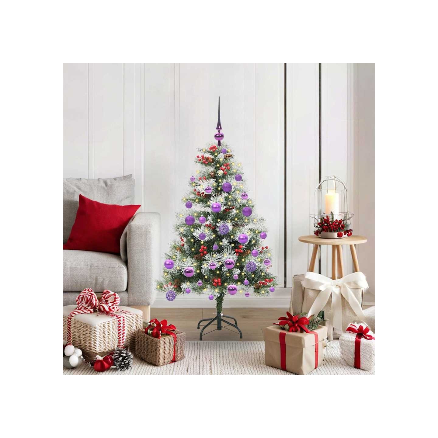 Sapin de Noël artificiel Vert et blanc 120 cm