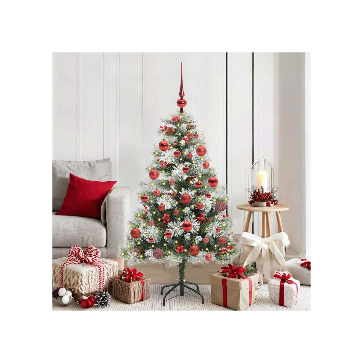 Sapin de Noël artificiel Vert et blanc 150 cm