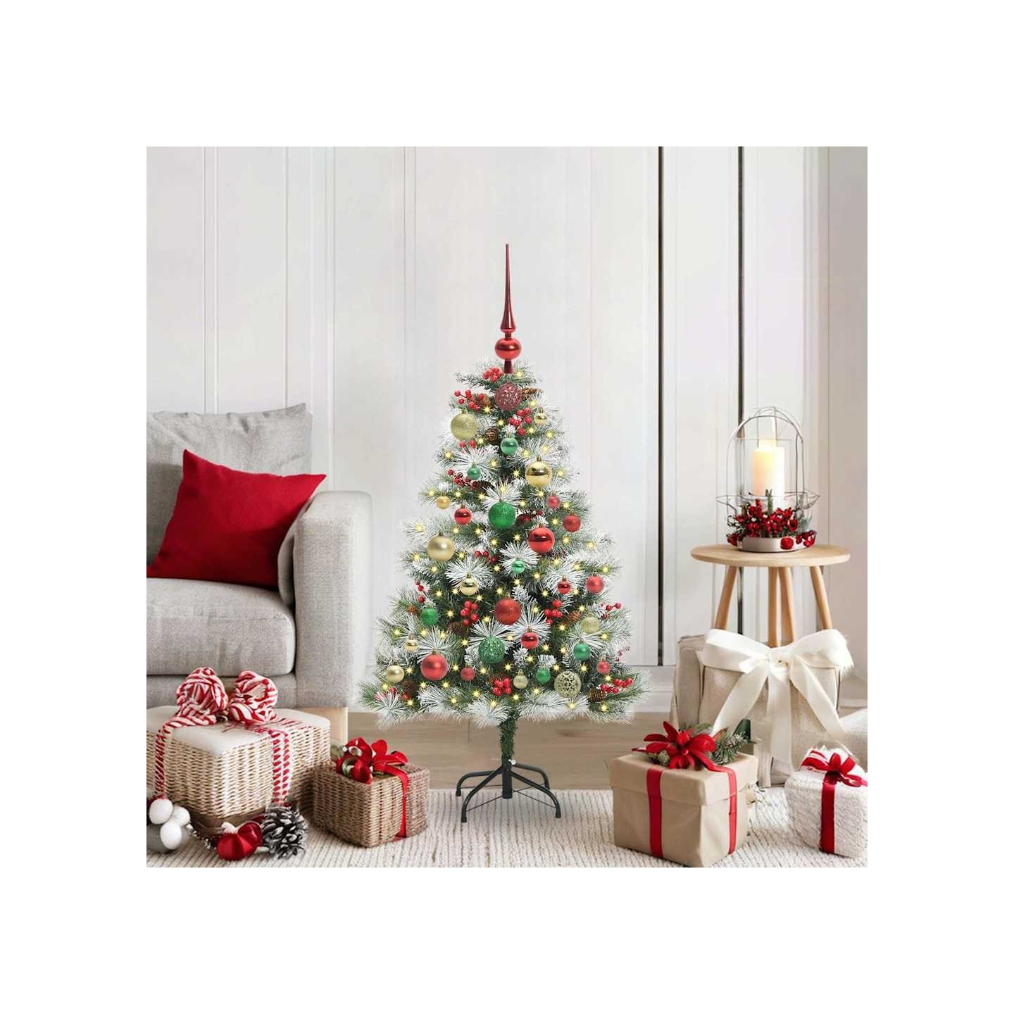 Sapin de Noël artificiel Vert et blanc 120 cm