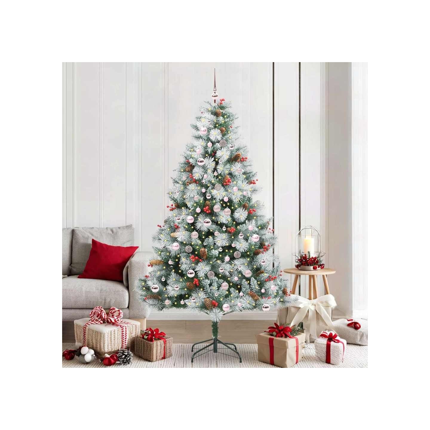 Sapin de Noël artificiel Vert et blanc 210 cm