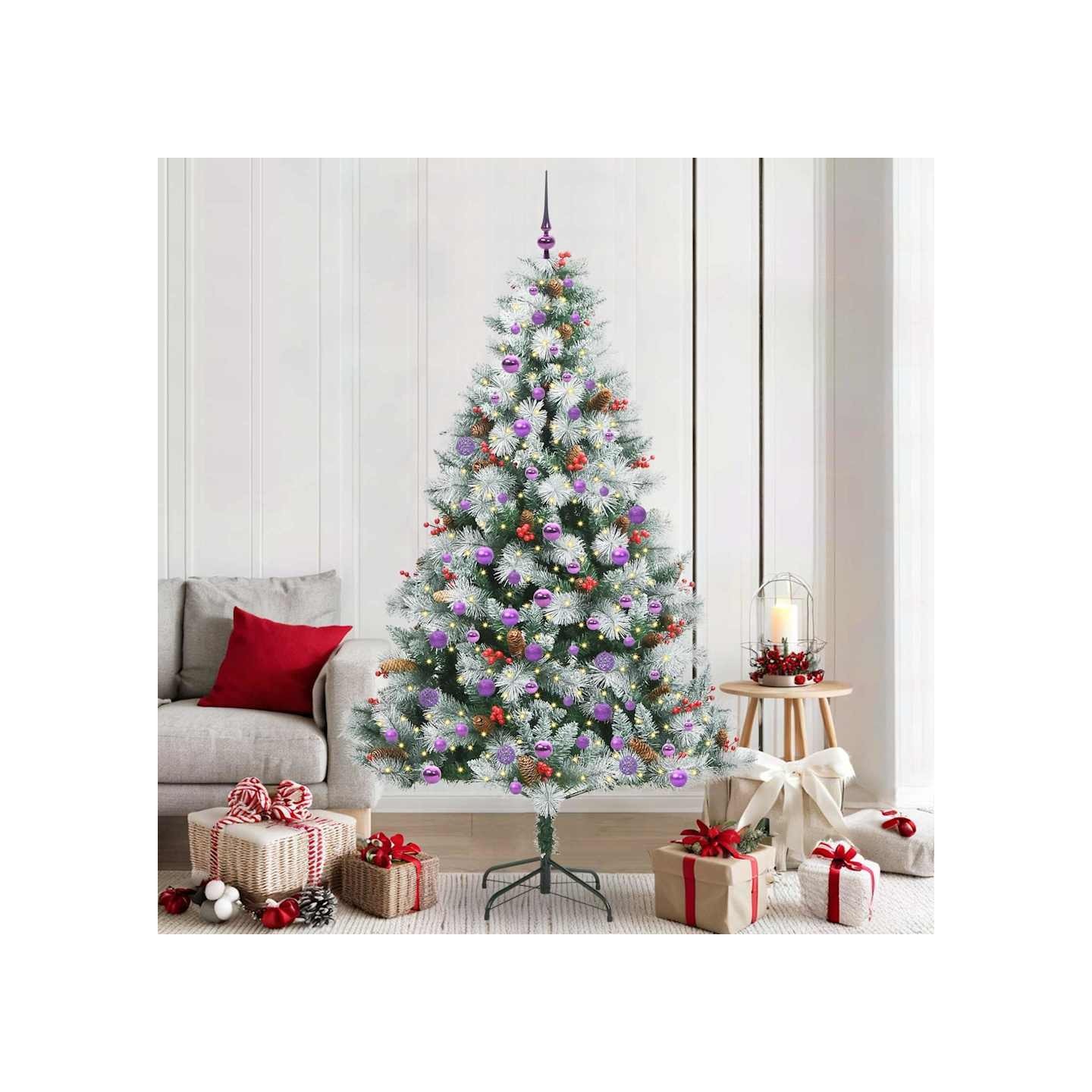 Sapin de Noël artificiel Vert et blanc 210 cm