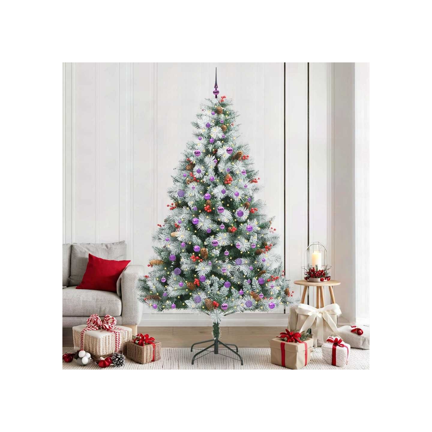 Sapin de Noël artificiel Vert et blanc 240 cm