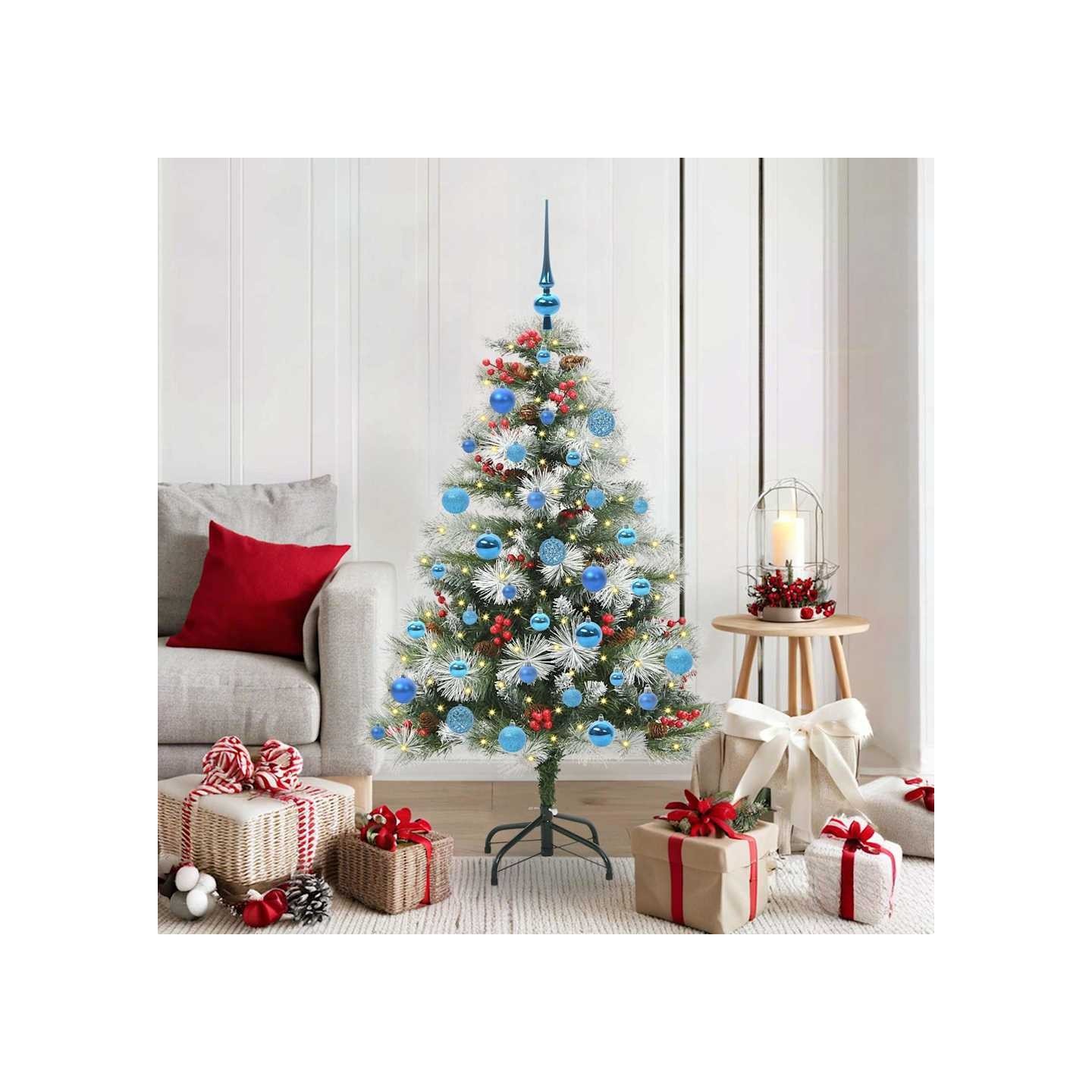 Sapin de Noël artificiel Vert et blanc 150 cm