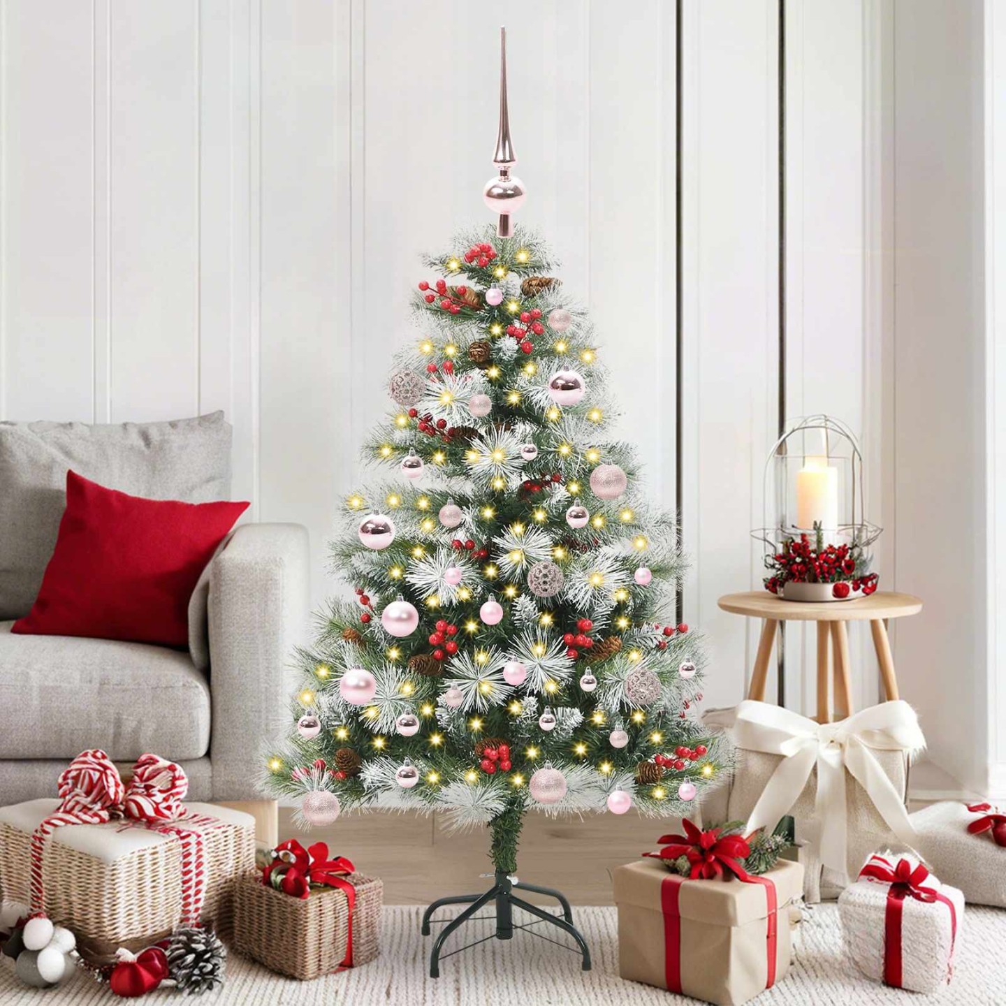 Sapin de Noël artificiel Vert et blanc 150 cm