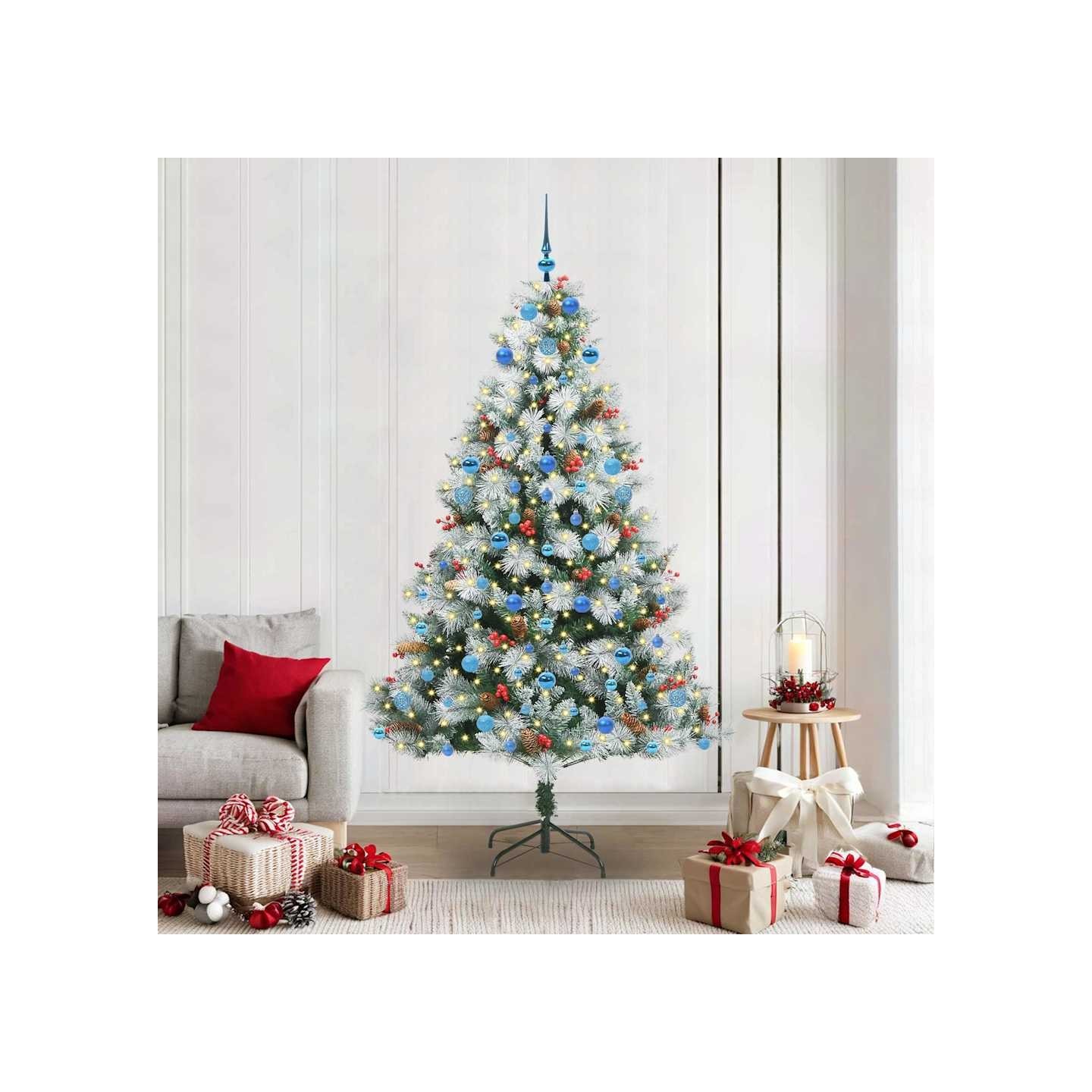 Sapin de Noël artificiel Vert et blanc 210 cm