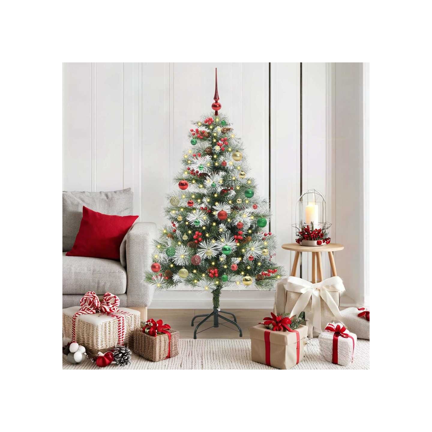 Sapin de Noël artificiel Vert et blanc 150 cm