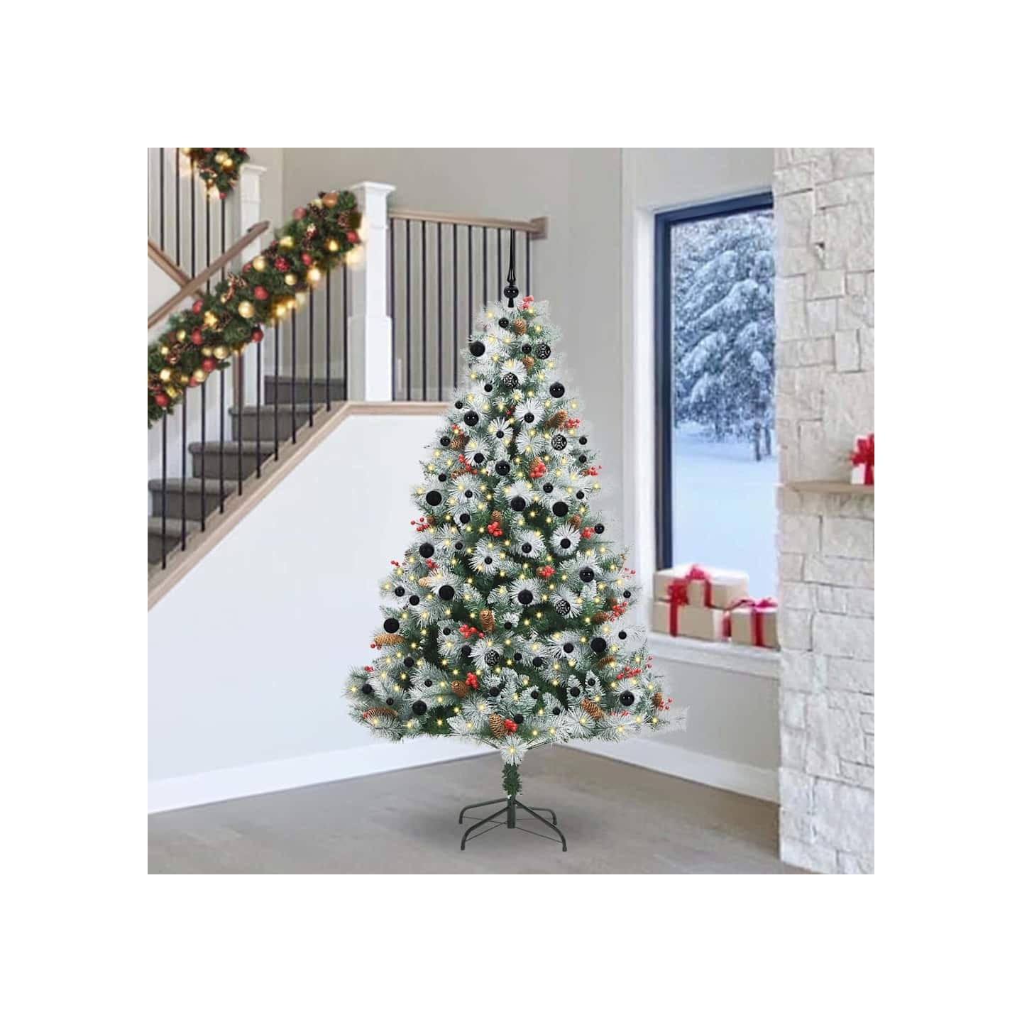 Sapin de Noël artificiel Vert et blanc 240 cm