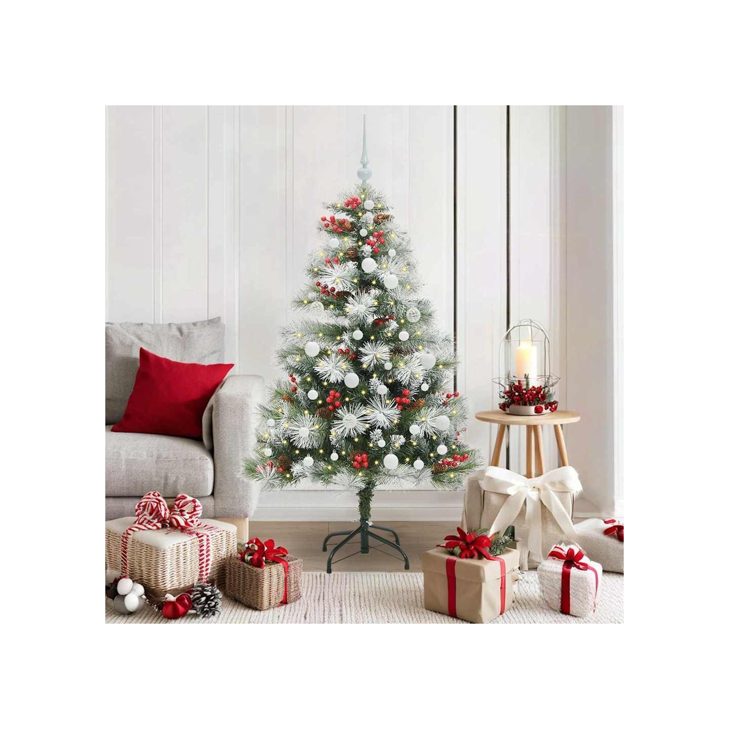 Sapin de Noël artificiel Vert et blanc 150 cm