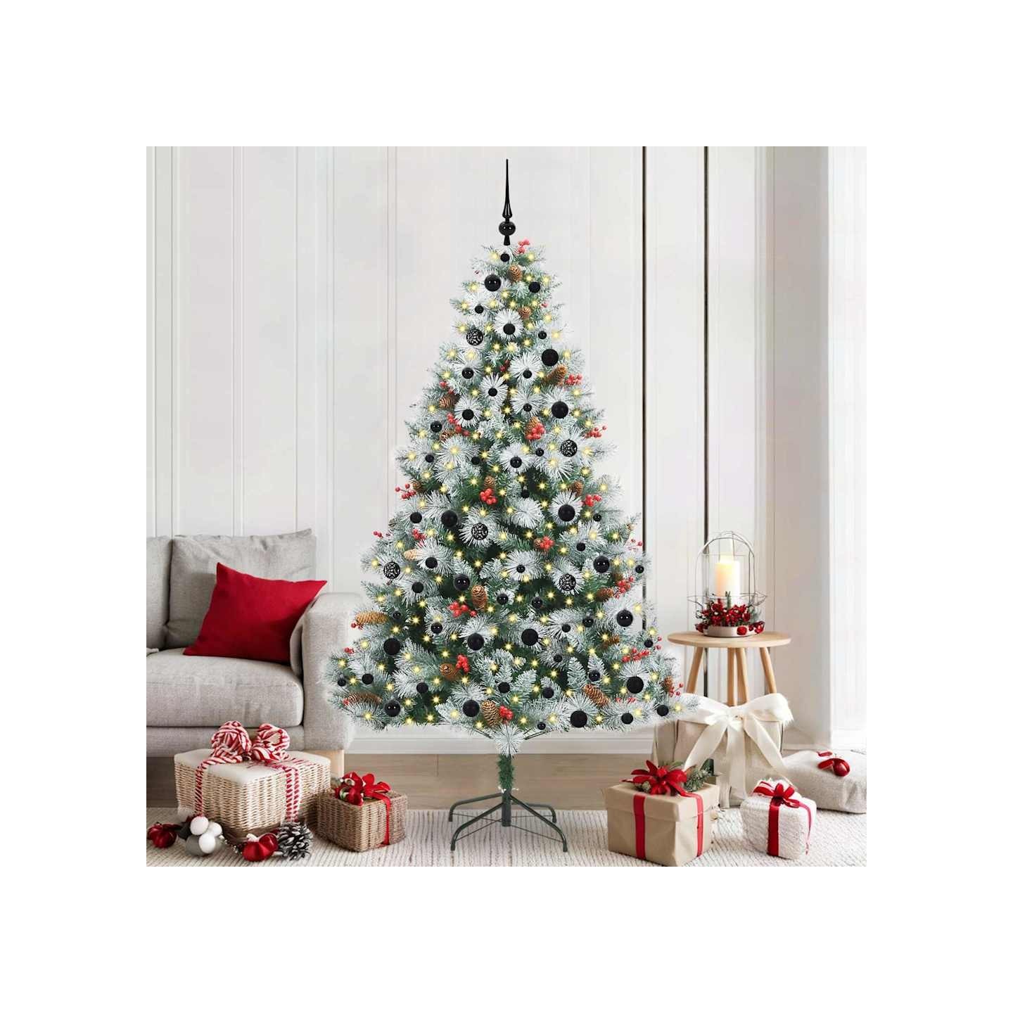 Sapin de Noël artificiel Vert et blanc 210 cm