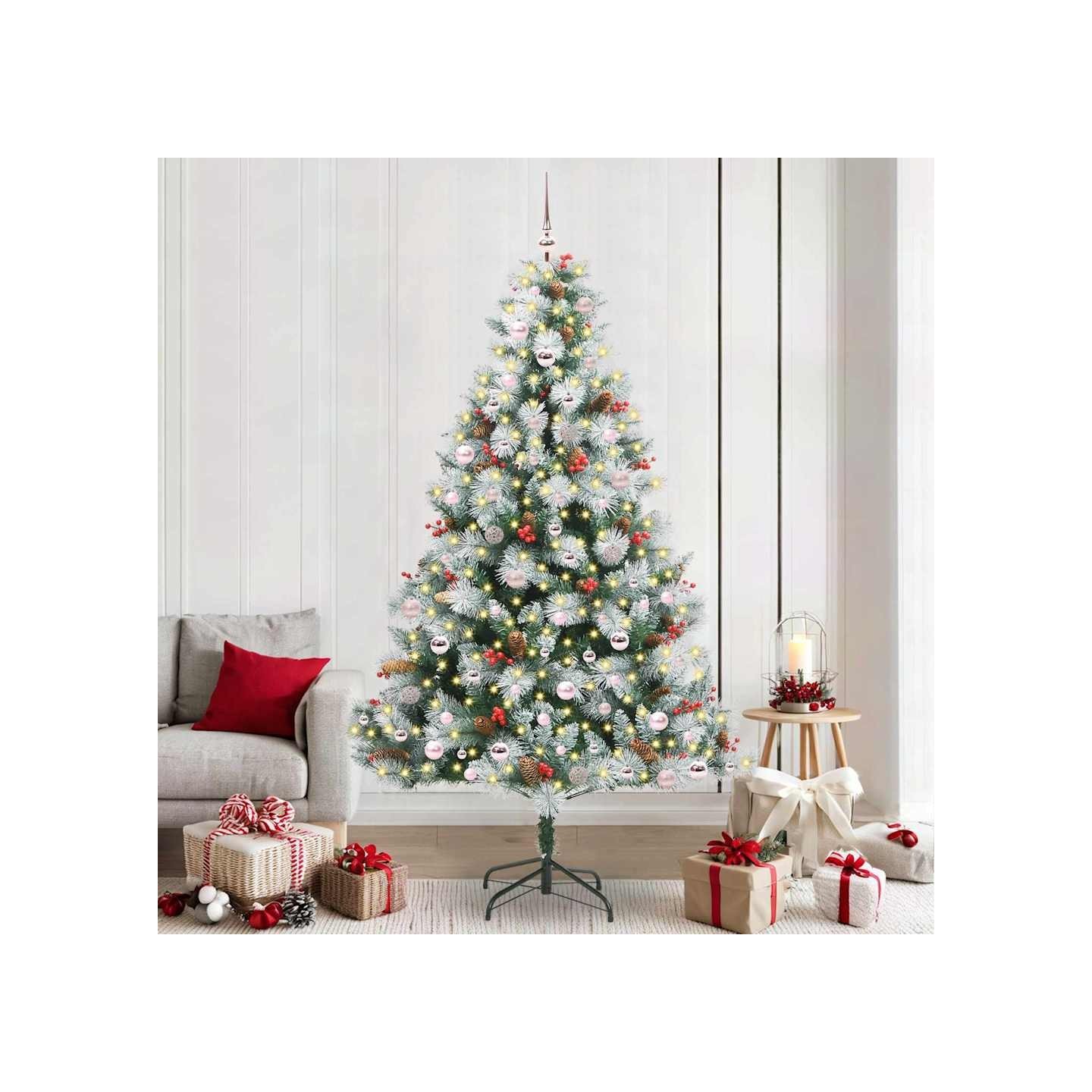 Sapin de Noël artificiel Vert et blanc 240 cm
