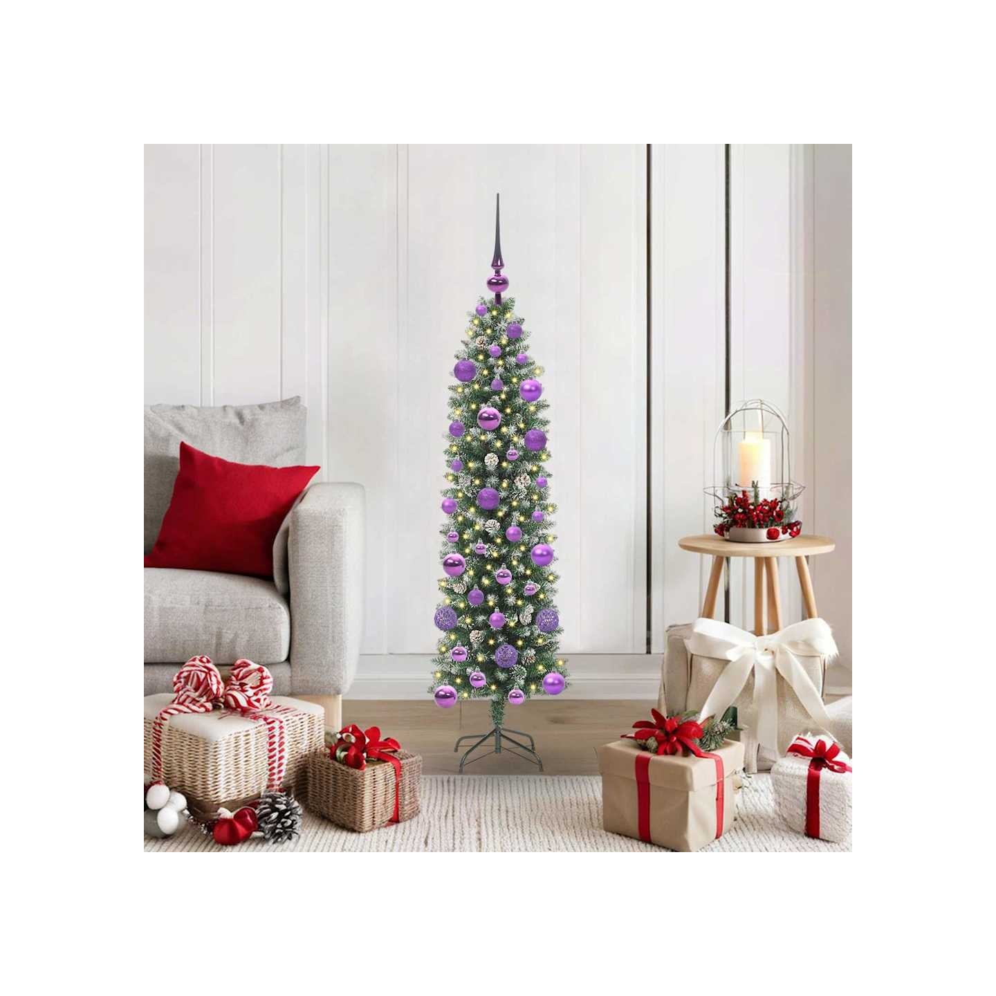 Arbre de Noël artificiel slim Vert et blanc 120 cm