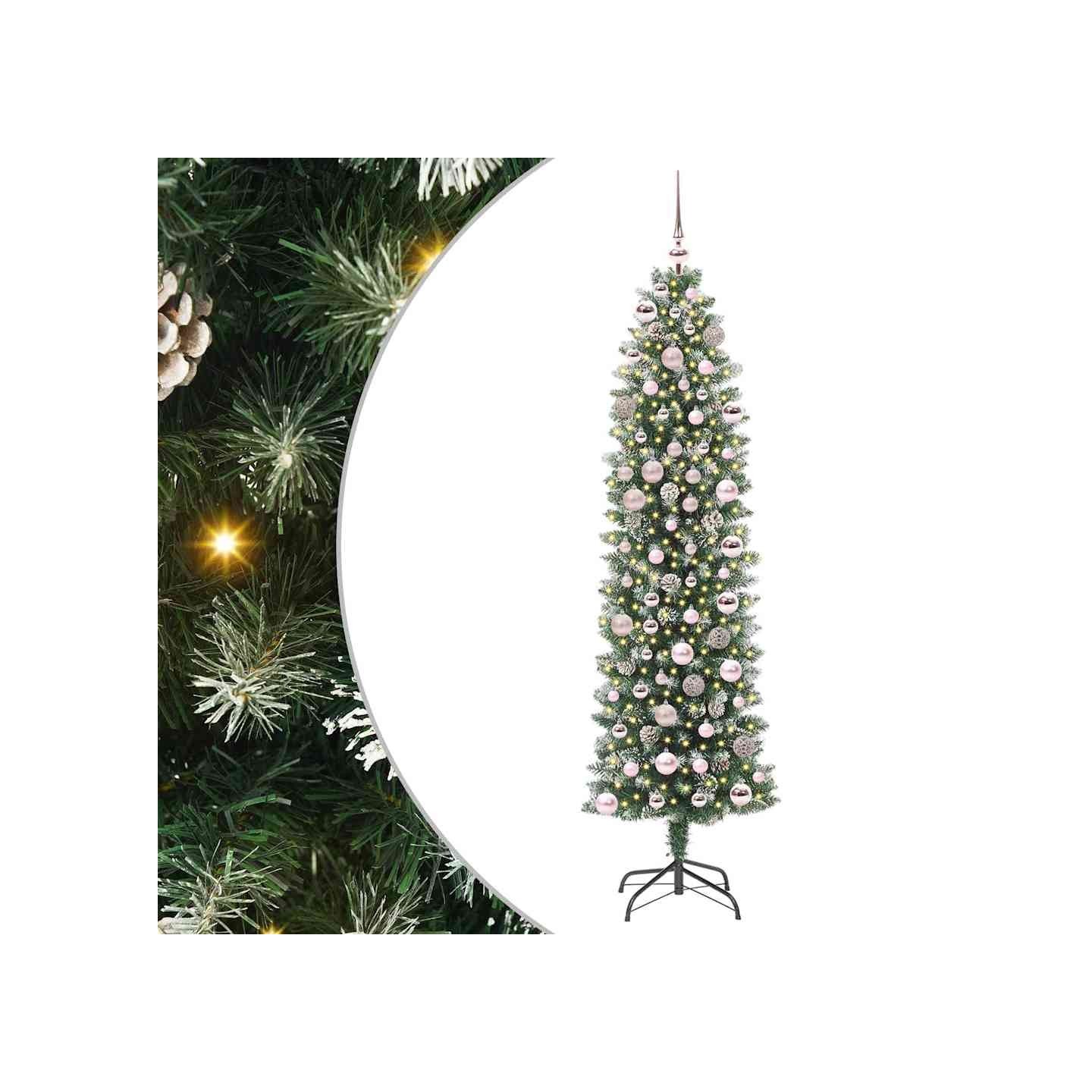 Arbre de Noël artificiel slim Vert et blanc 180 cm