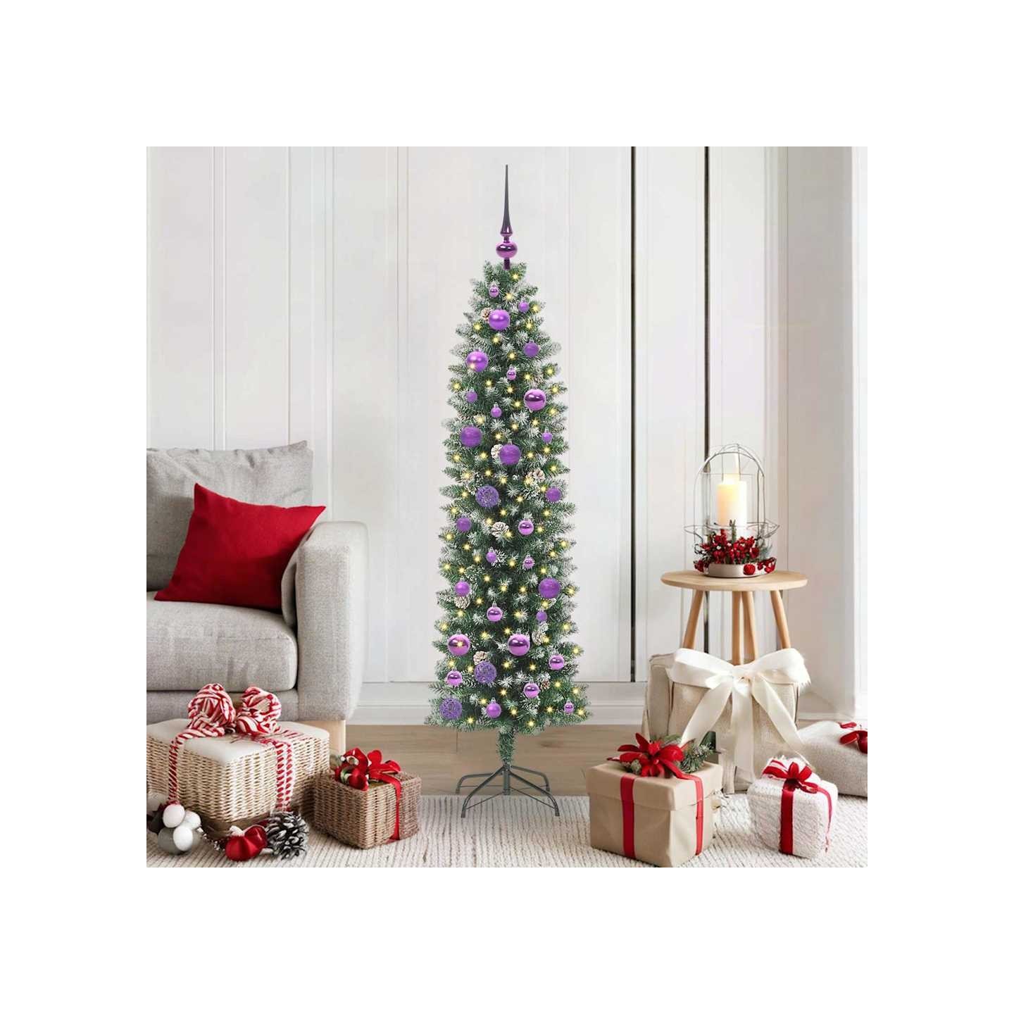 Arbre de Noël artificiel slim Vert et blanc 150 cm