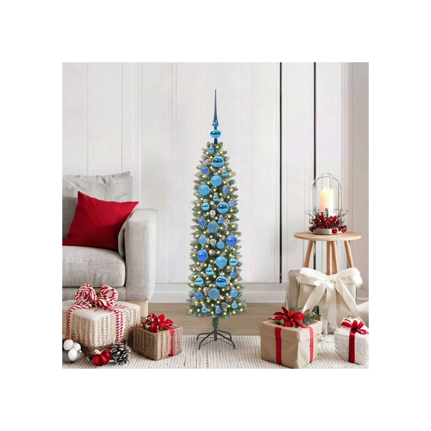 Arbre de Noël artificiel slim Vert et blanc 120 cm