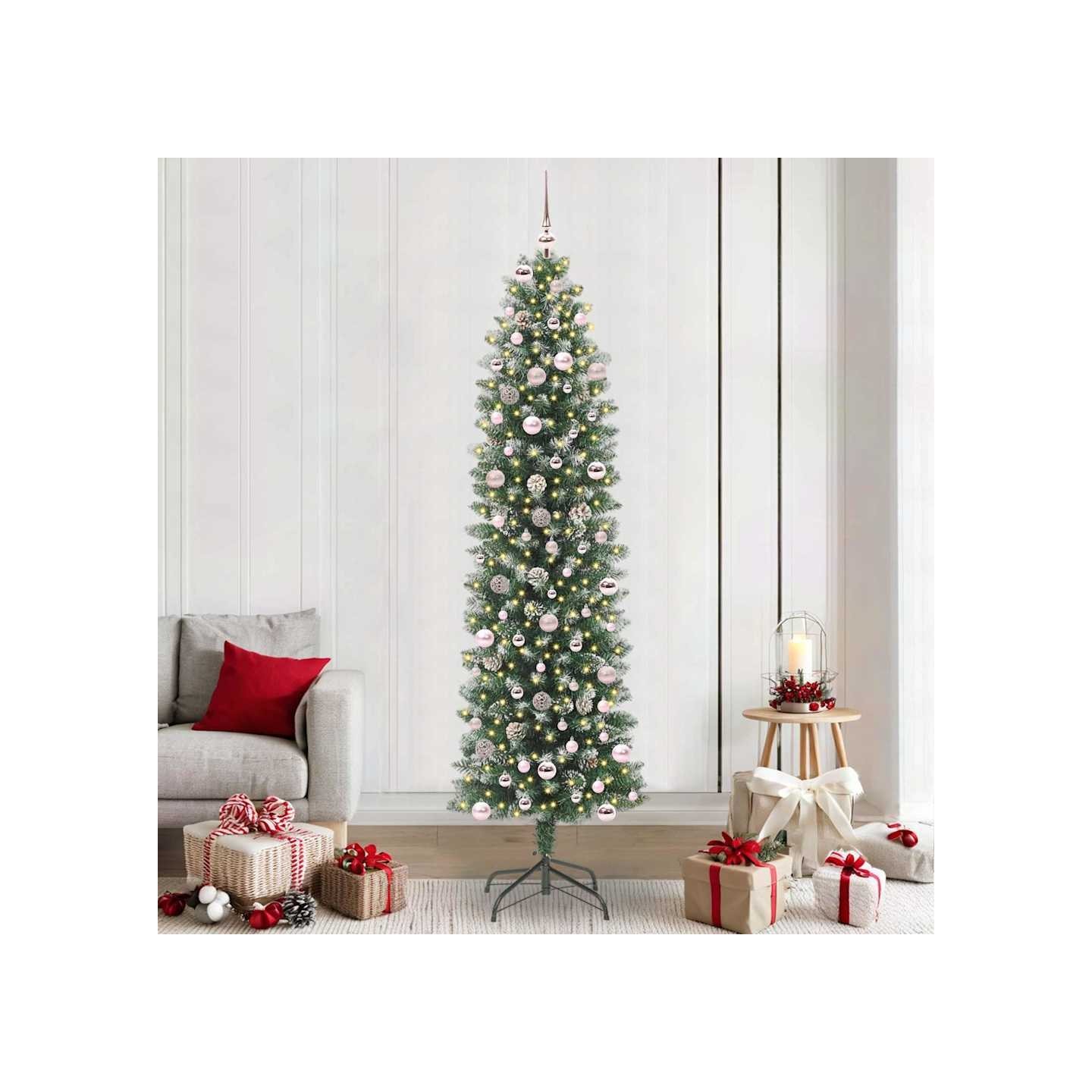 Arbre de Noël artificiel slim Vert et blanc 240 cm