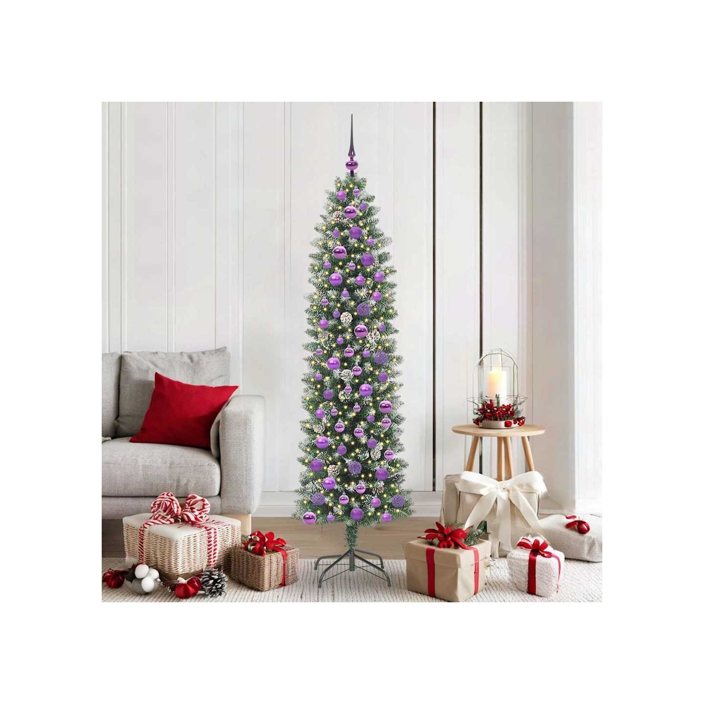 Arbre de Noël artificiel slim Vert et blanc 180 cm