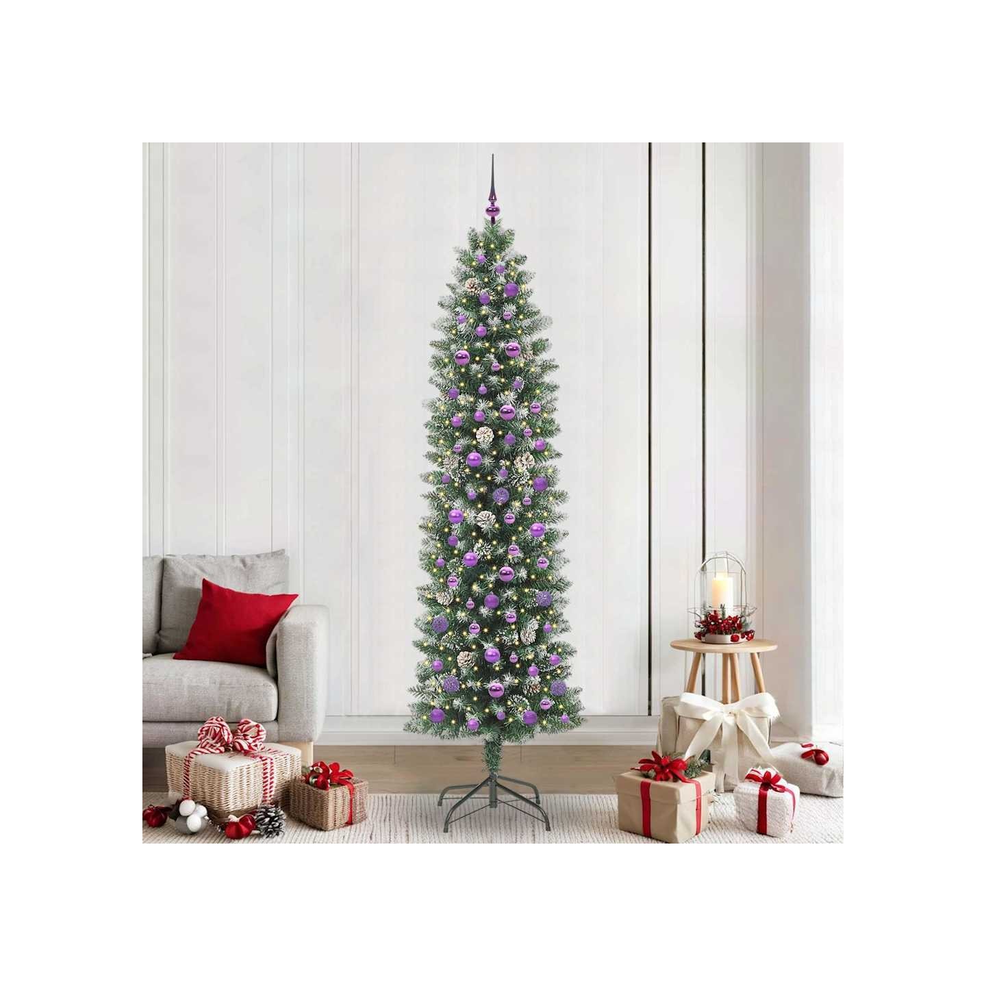 Arbre de Noël artificiel slim Vert et blanc 240 cm