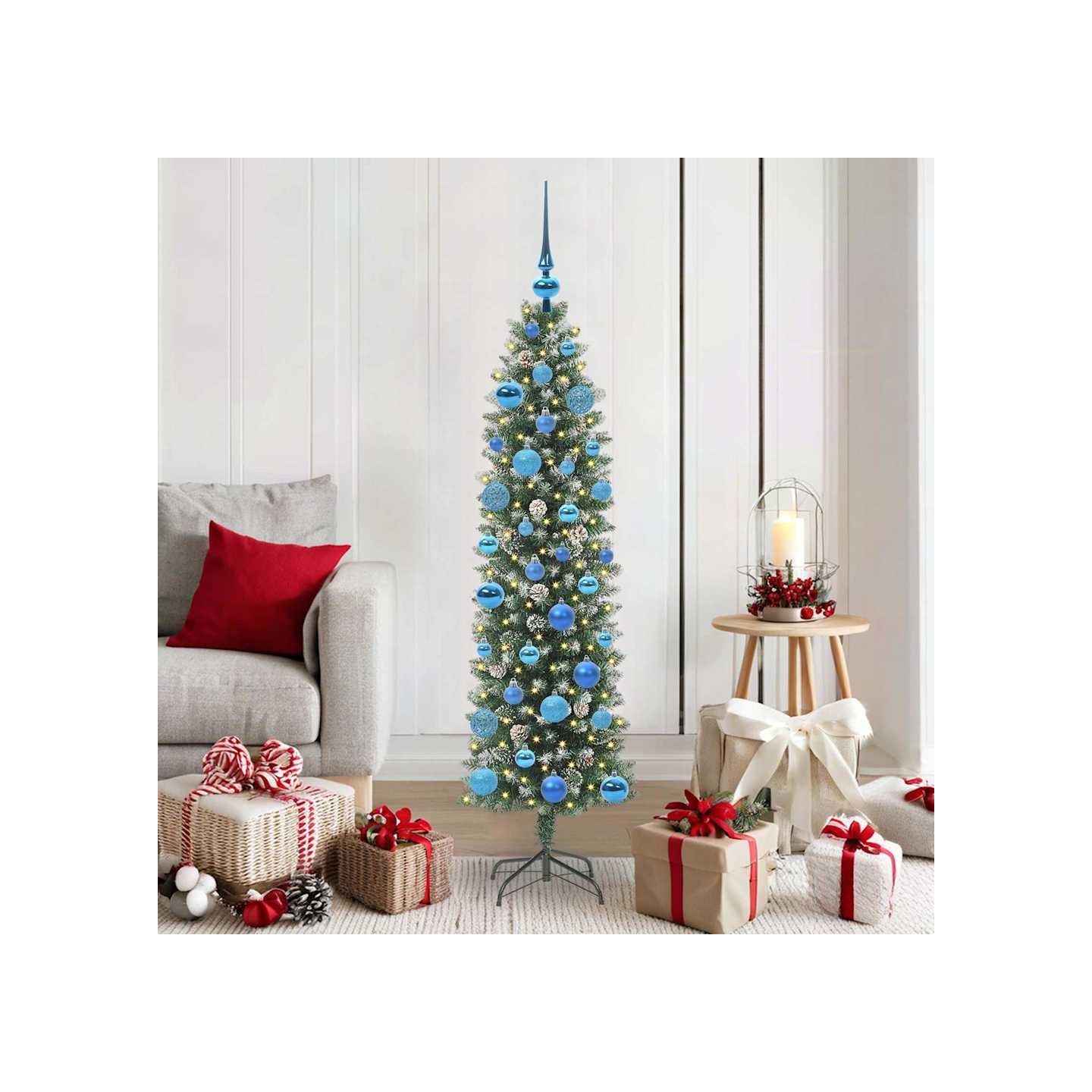 Arbre de Noël artificiel slim Vert et blanc 150 cm