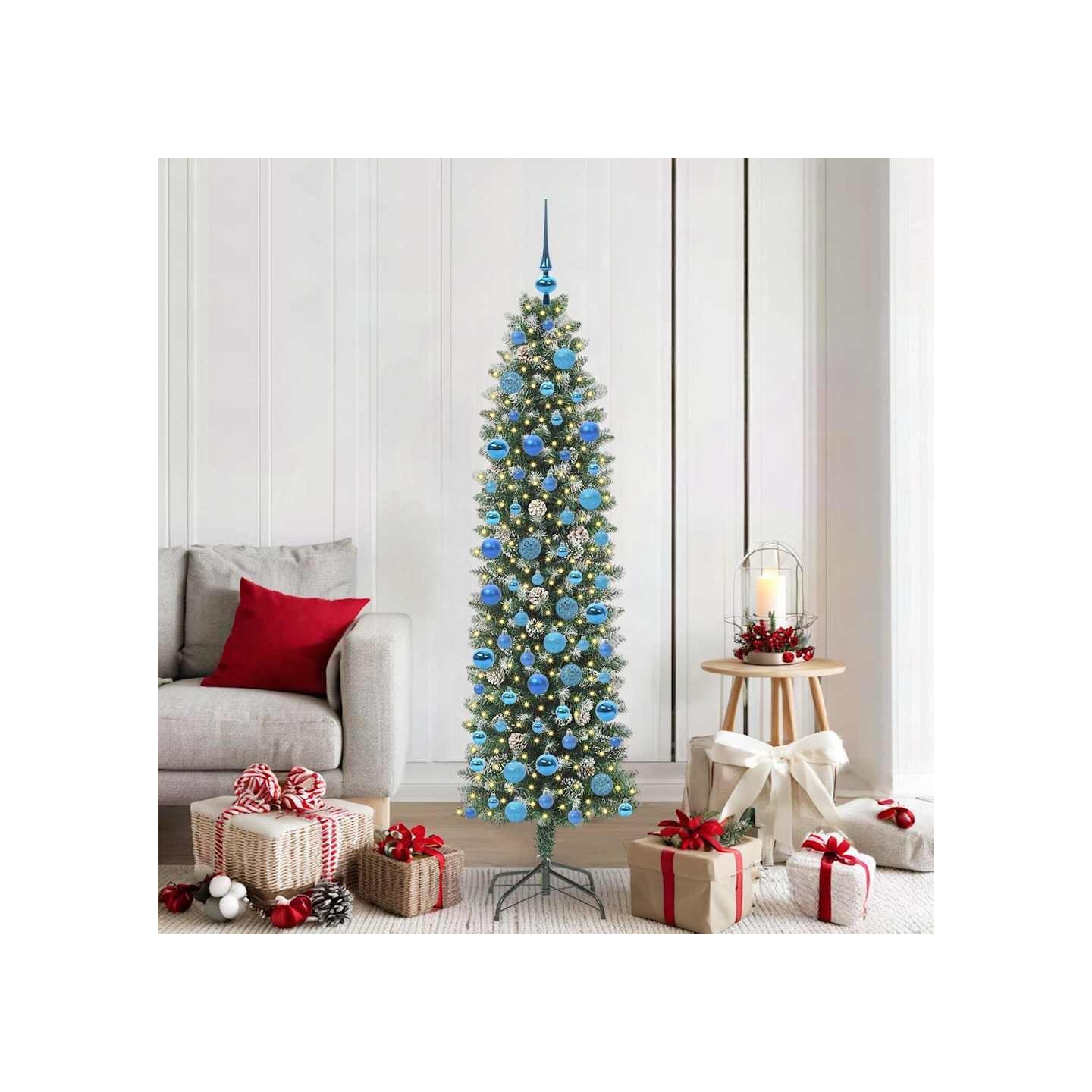 Arbre de Noël artificiel slim Vert et blanc 180 cm